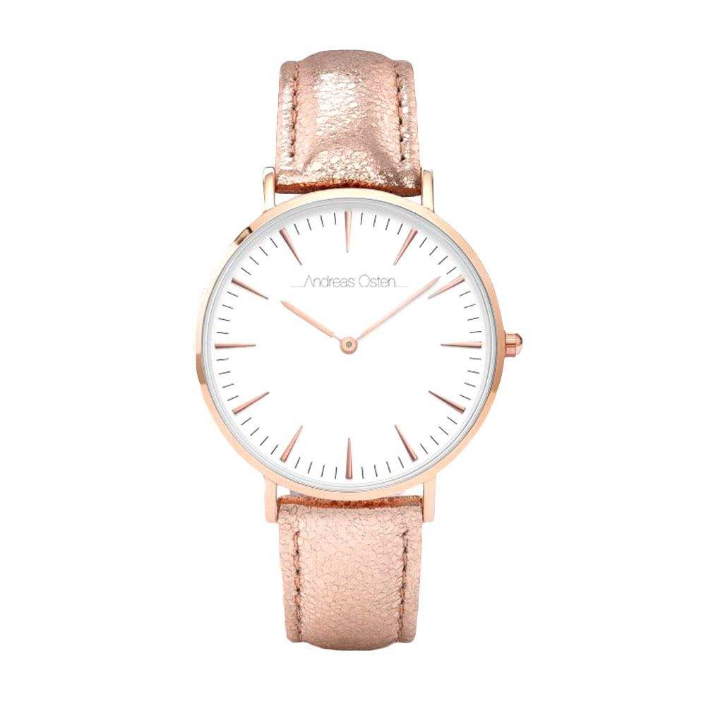 AO-196 Hygge - Rose Gold/White Leather Strap Watch by Andreas Osten for Women - 1 Pc Watch