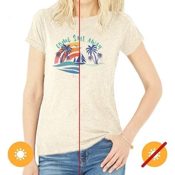 V-Neck Tee - Anchors Away - Grey by Delsol for Women - 1 Pc T-Shirt (Large)
