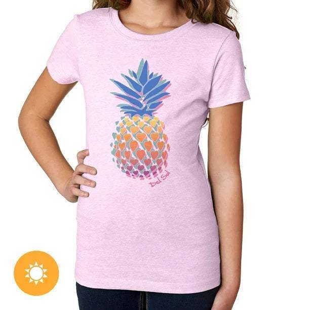 Girls Crew Tee - Pineapple Love - Lilac by DelSol for Women - 1 Pc T-Shirt (YL)