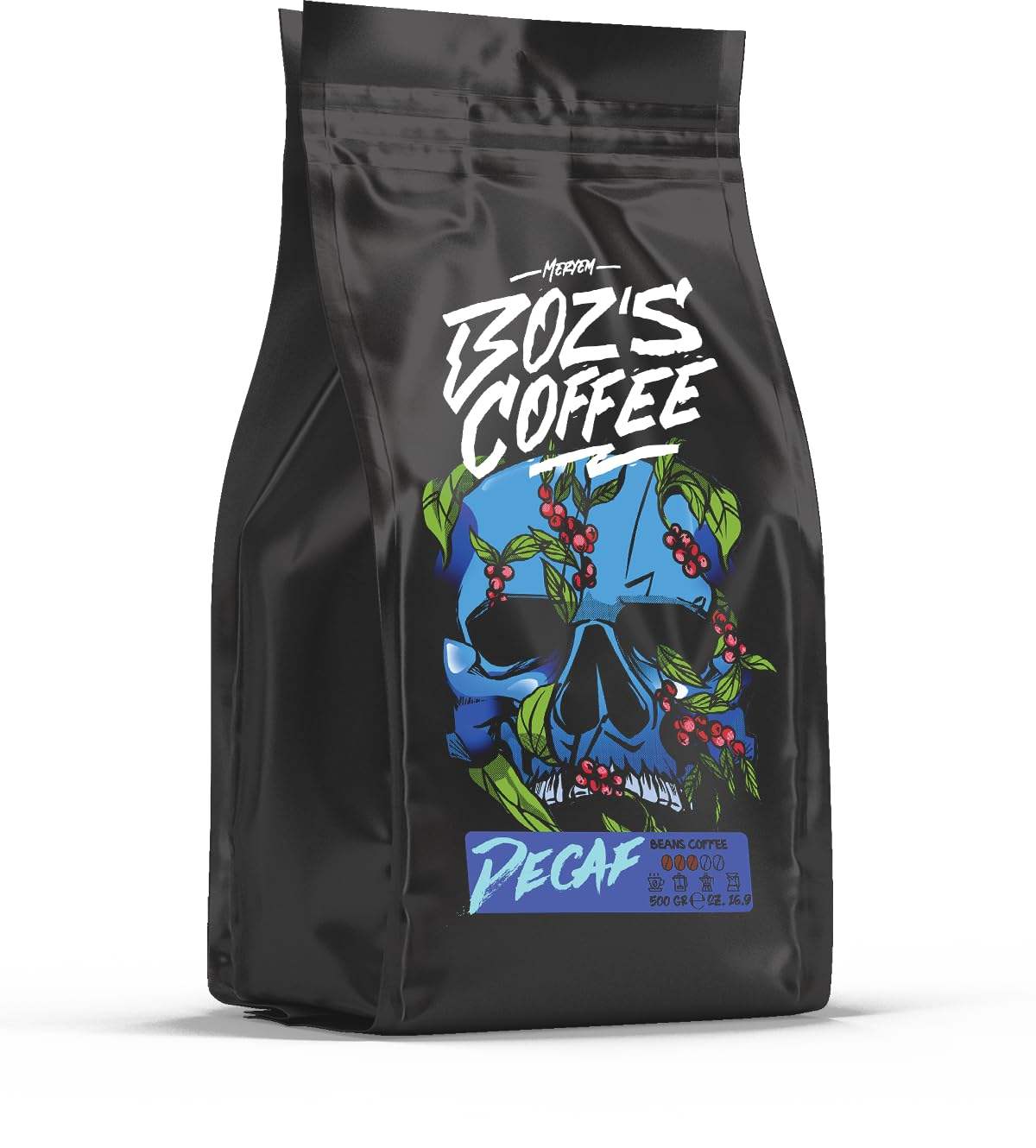 Meryem Boz's Decaf Coffee Beans 17.6 Oz | Premium Arabica from Mexico | Whole Roasted for Auto Machines & Portafilters | Caffeine-Free Delight