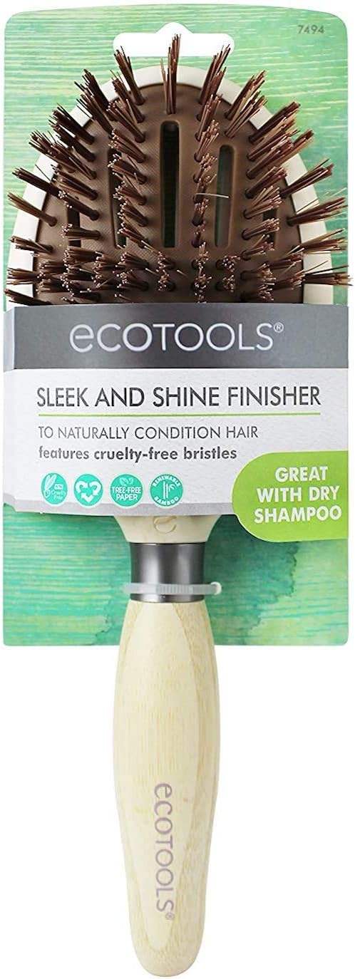 EcoTools Sleek + Shine Finisher Hair Brush - Ultra Comfort, Lightweight Design