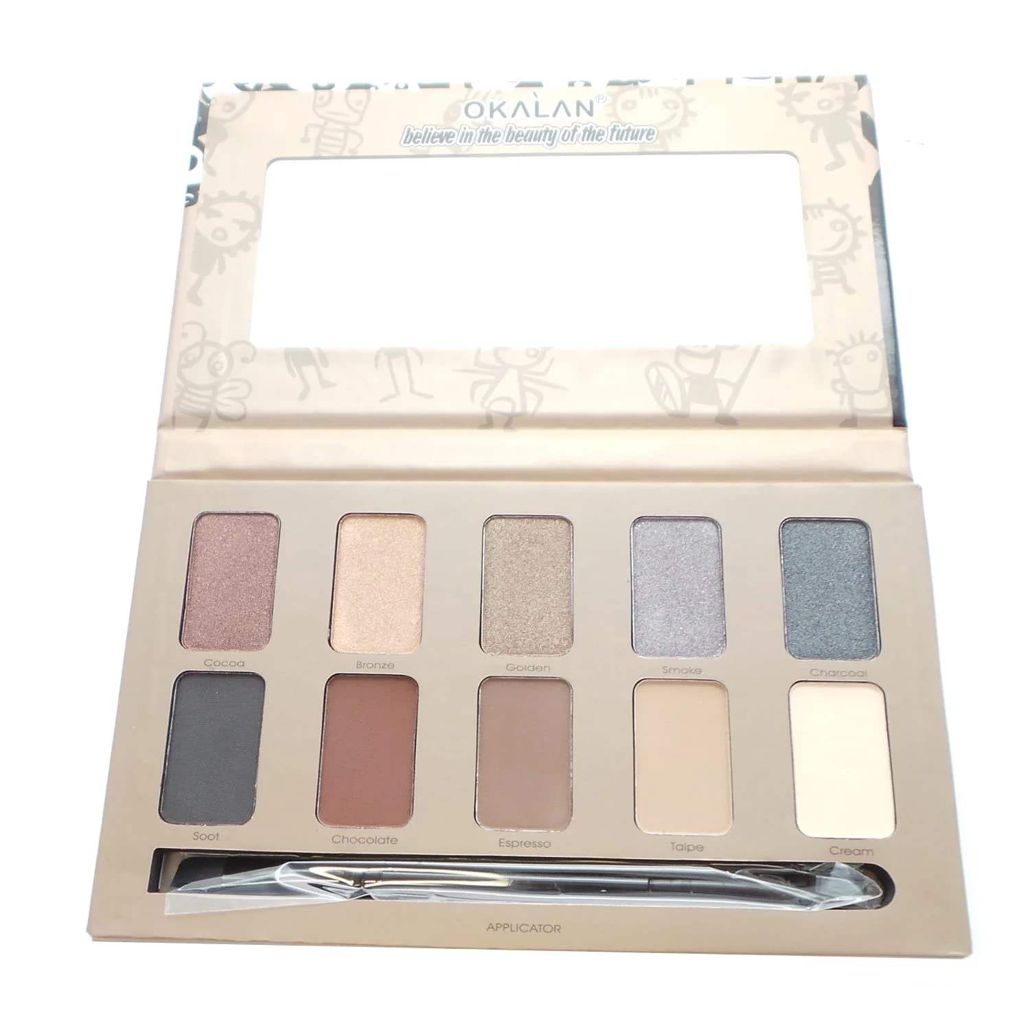 OKALAN 10 Shade Natural Eyeshadow Palette Display Set, 12 Pieces