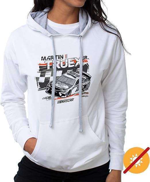 NASCAR Hooded Sweatshirt - Martin Truex Jr - 2 White by DelSol for Women - 1 Pc T-Shirt (M)