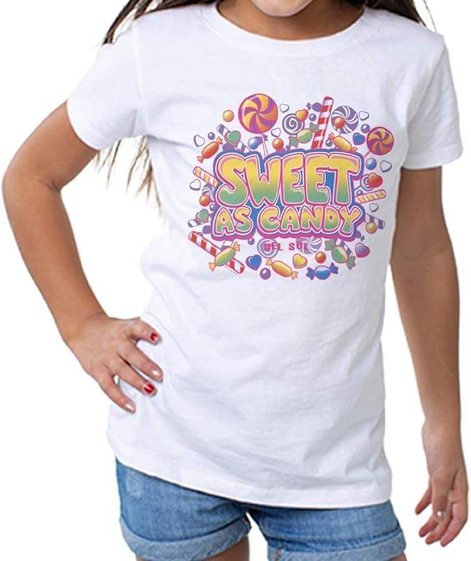 Girls Crew Tee - Sweet As Candy - White by DelSol for Women - 1 Pc T-Shirt (4T)