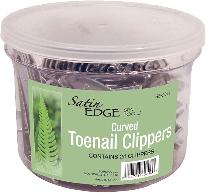 Curved Toenail Clippers by Satin Edge for Unisex - 24 Pc Nail Clipper
