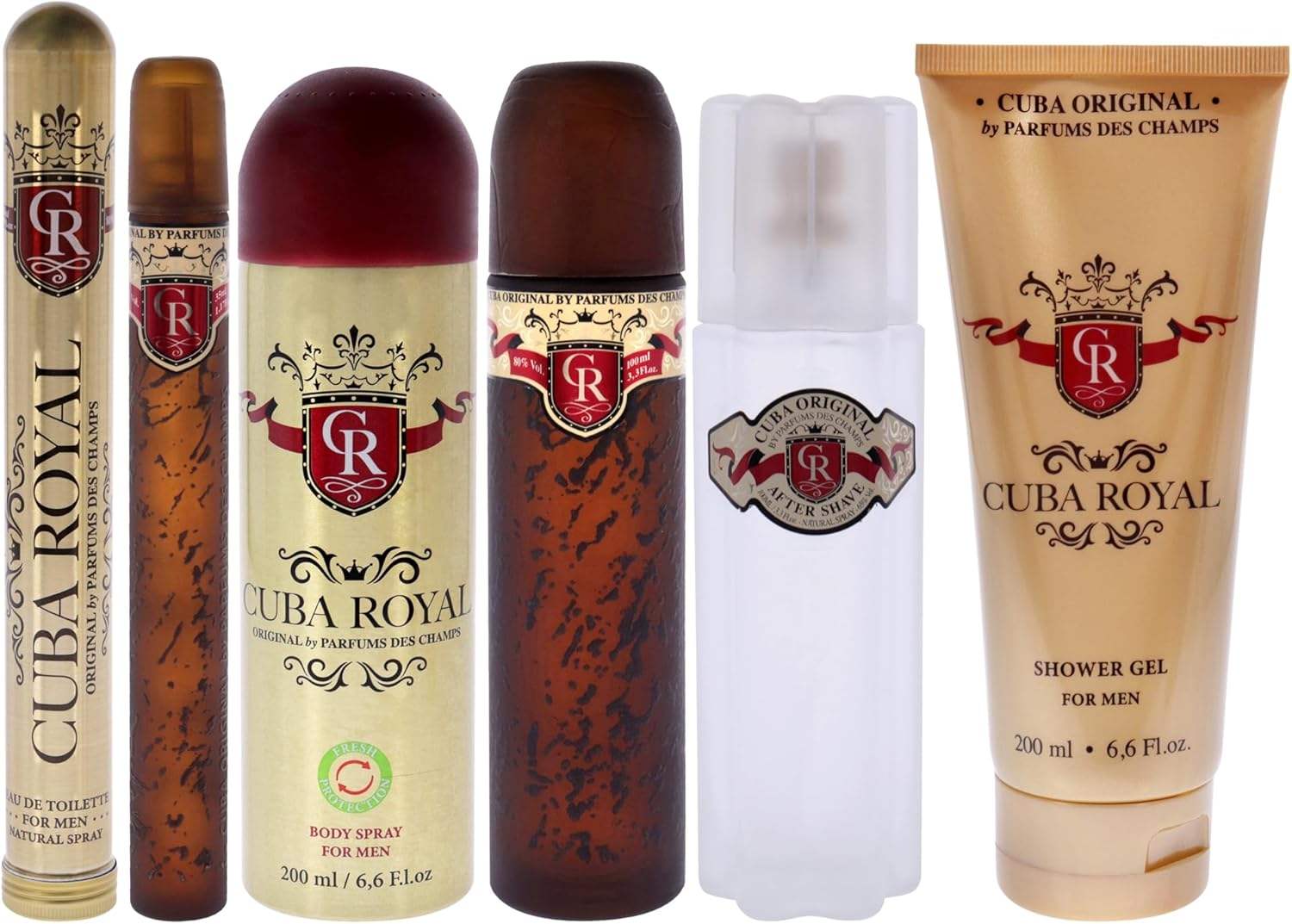 Cuba Royal by Cuba for Men - 5 Pc Gift Set 3.3oz EDT Spray, 1.17oz EDT Spray, 6.6oz Shower Gel, 3.3oz After Shave, 6.6oz Body Spray