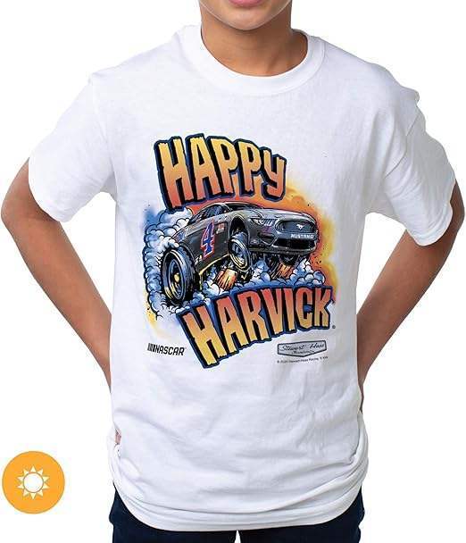 NASCAR Kids Fine Jersey Crew Tee - Kevin Harvick - 10 White by DelSol for Kids - 1 Pc T-Shirt (YL)