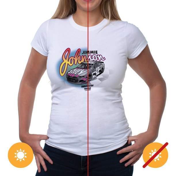 NASCAR Womens Crew Tee - Jimmie Johnson - 7 White by DelSol for Women - 1 Pc T-Shirt (L)