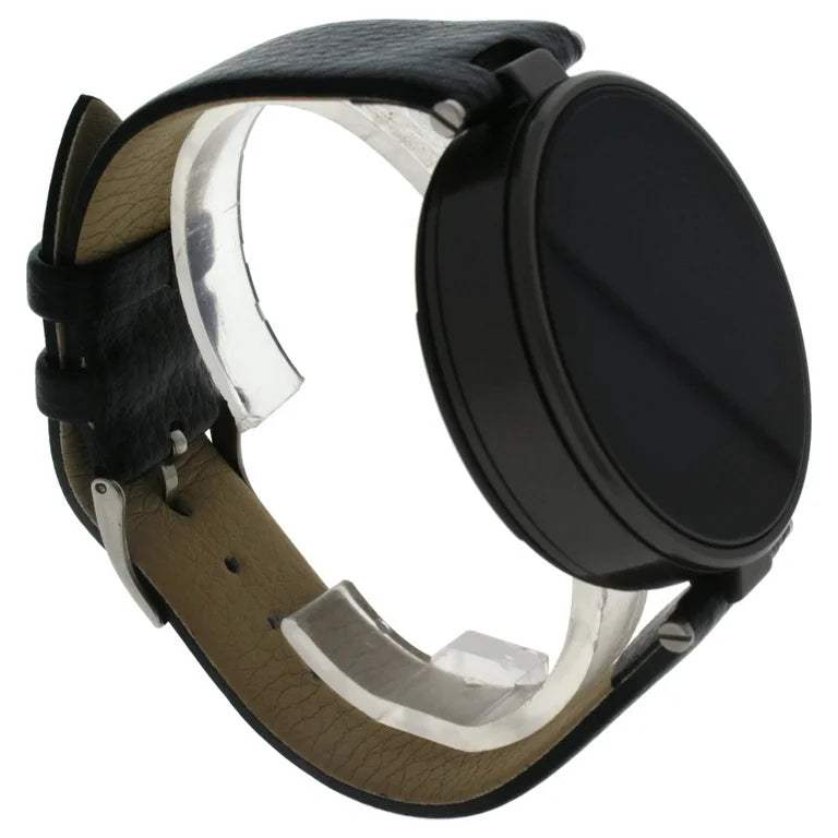 EK-E1 Montre Connectee Black Leather Strap Smart Watch by Eclock for Unisex - 1 Pc Watch