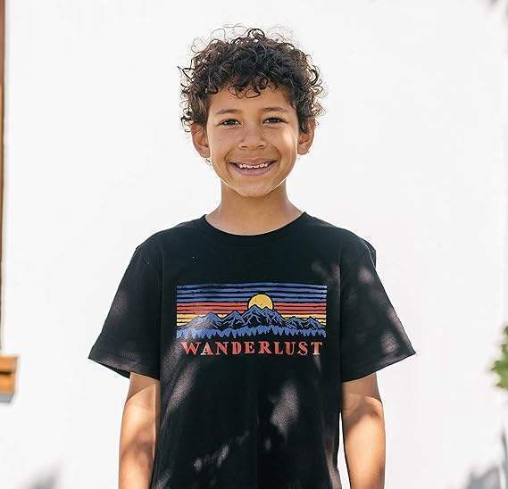 Men Crew Tee - Mountain Scene - Black by DelSol for Men - 1 Pc T-Shirt (YXS)