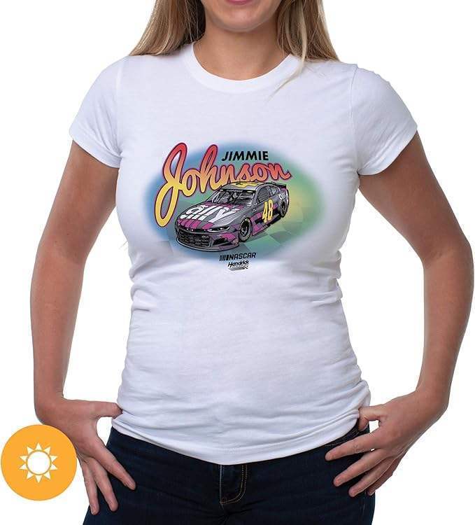 NASCAR Womens Crew Tee - Jimmie Johnson - 7 White by DelSol for Women - 1 Pc T-Shirt (L)