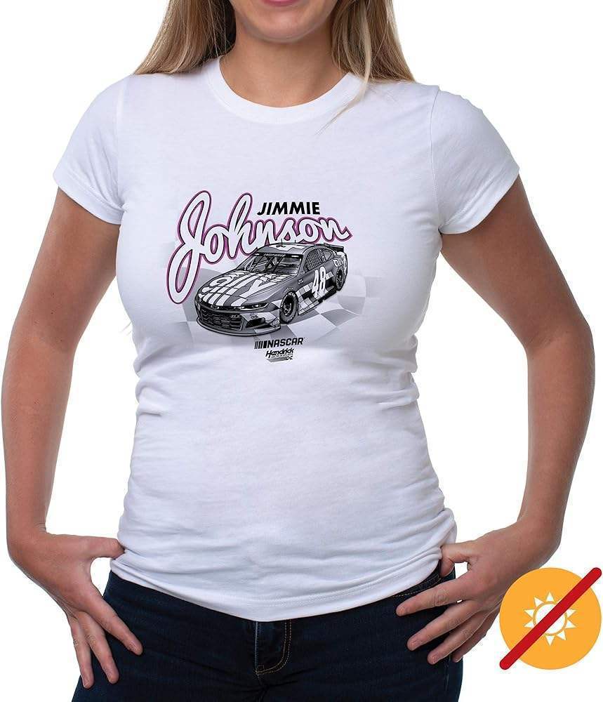 NASCAR Womens Crew Tee - Jimmie Johnson - 7 White by DelSol for Women - 1 Pc T-Shirt (S)