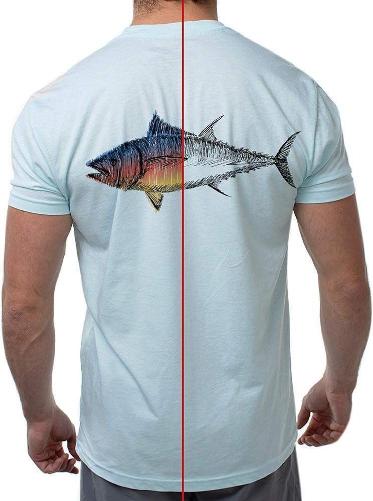 Men Classic Crew Tee - Big Fish-Ice Blue by DelSol for Men - 1 Pc T-Shirt (Small)