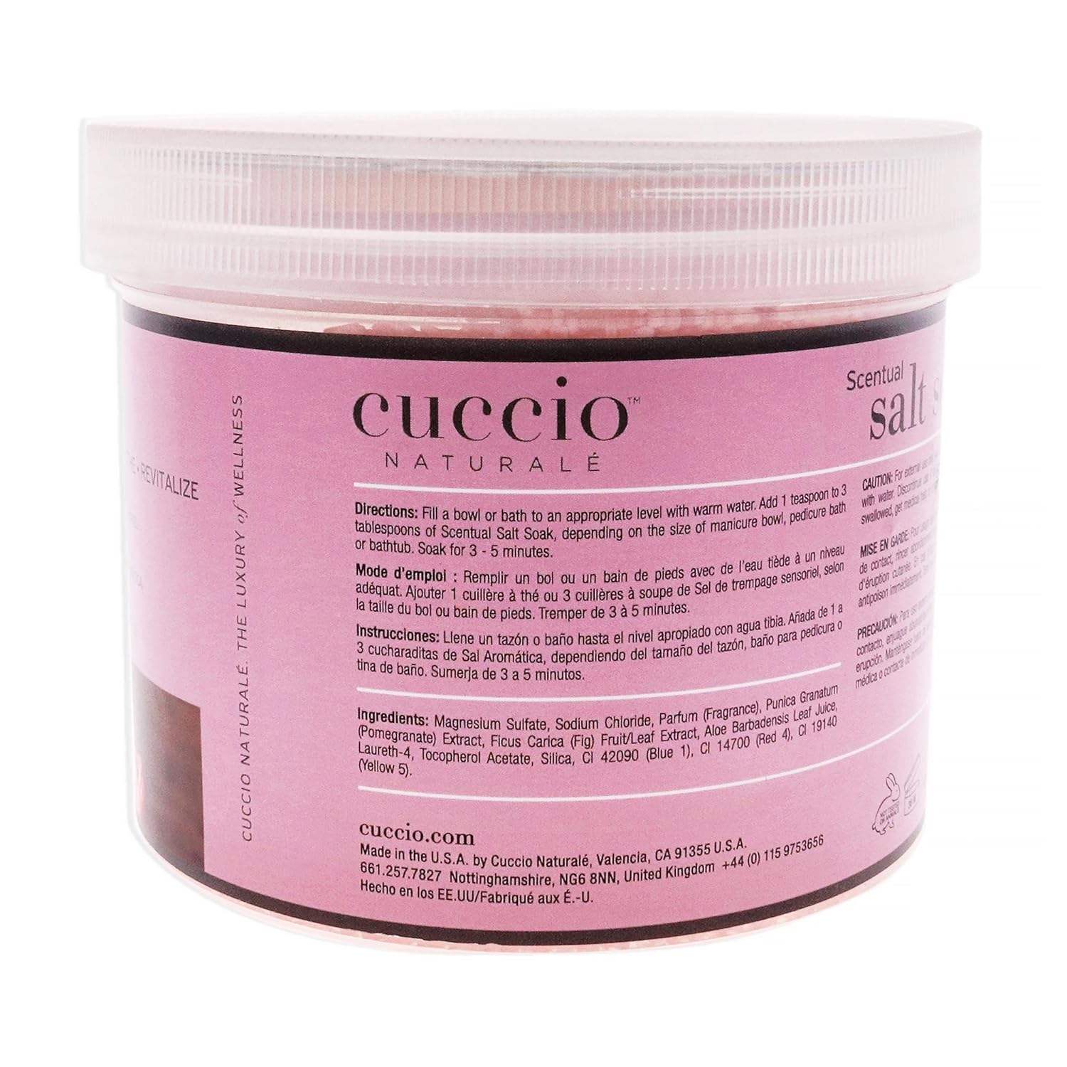 Luxury Spa Scentual Salt Soak - Pomegranate and Fig by Cuccio Naturale for Unisex - 29 oz Bath Salt