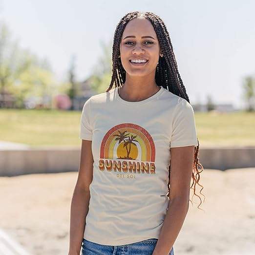 Women Crew Tee - Sunshine - Beige by DelSol for Women - 1 Pc T-Shirt (Large)