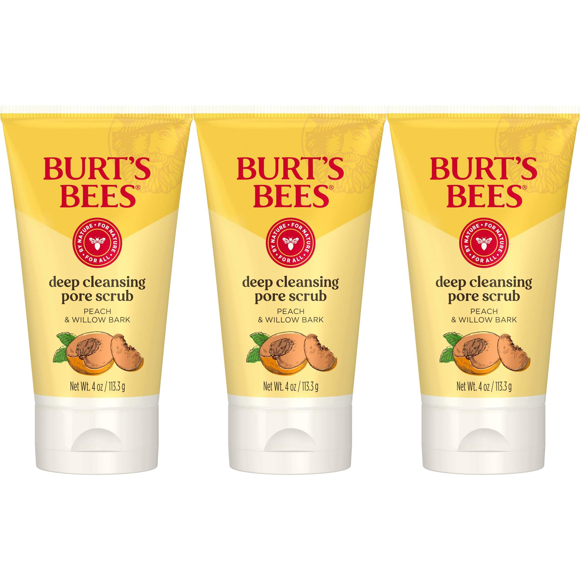 Peach and Willow Bark Deep Pore Scrub by Burts Bees for Women - 4 oz Scrub - Pack of 6