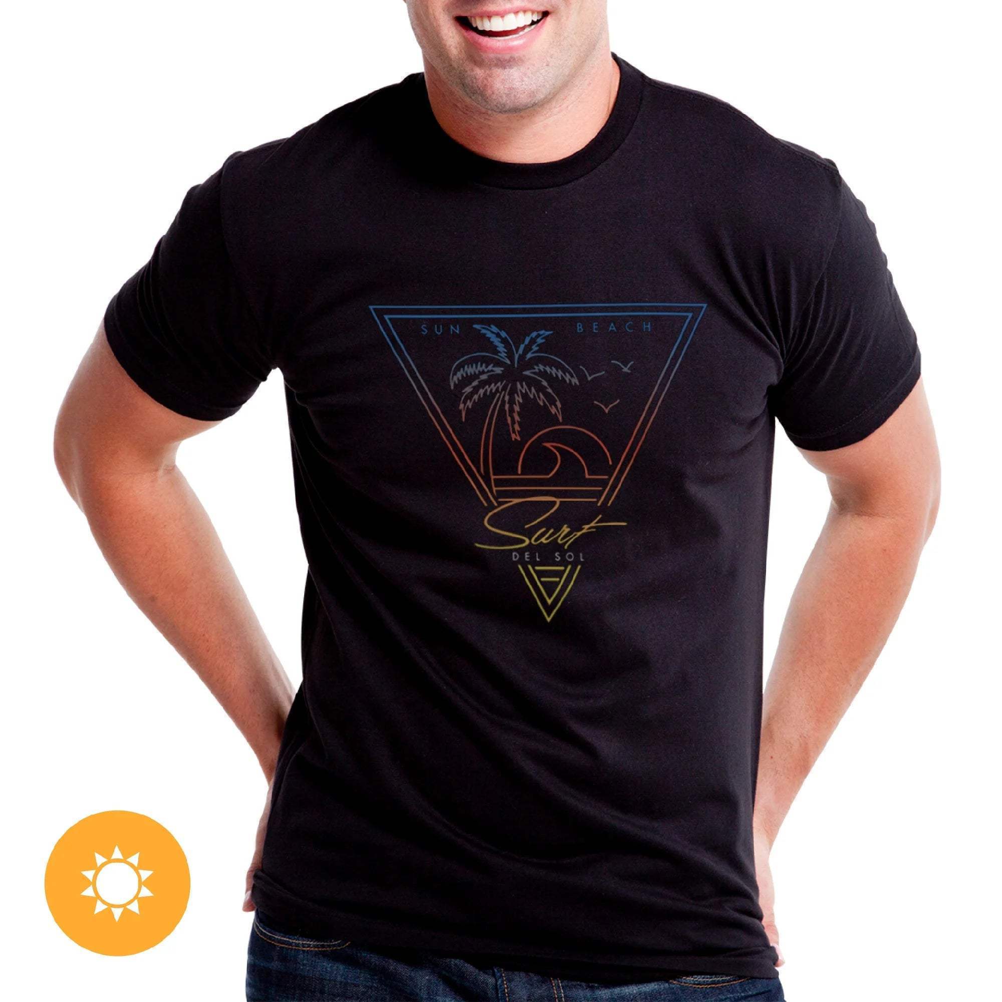 Men Crew Tee - Surf Sun Beach - Black by DelSol for Men - 1 Pc T-Shirt (Large)