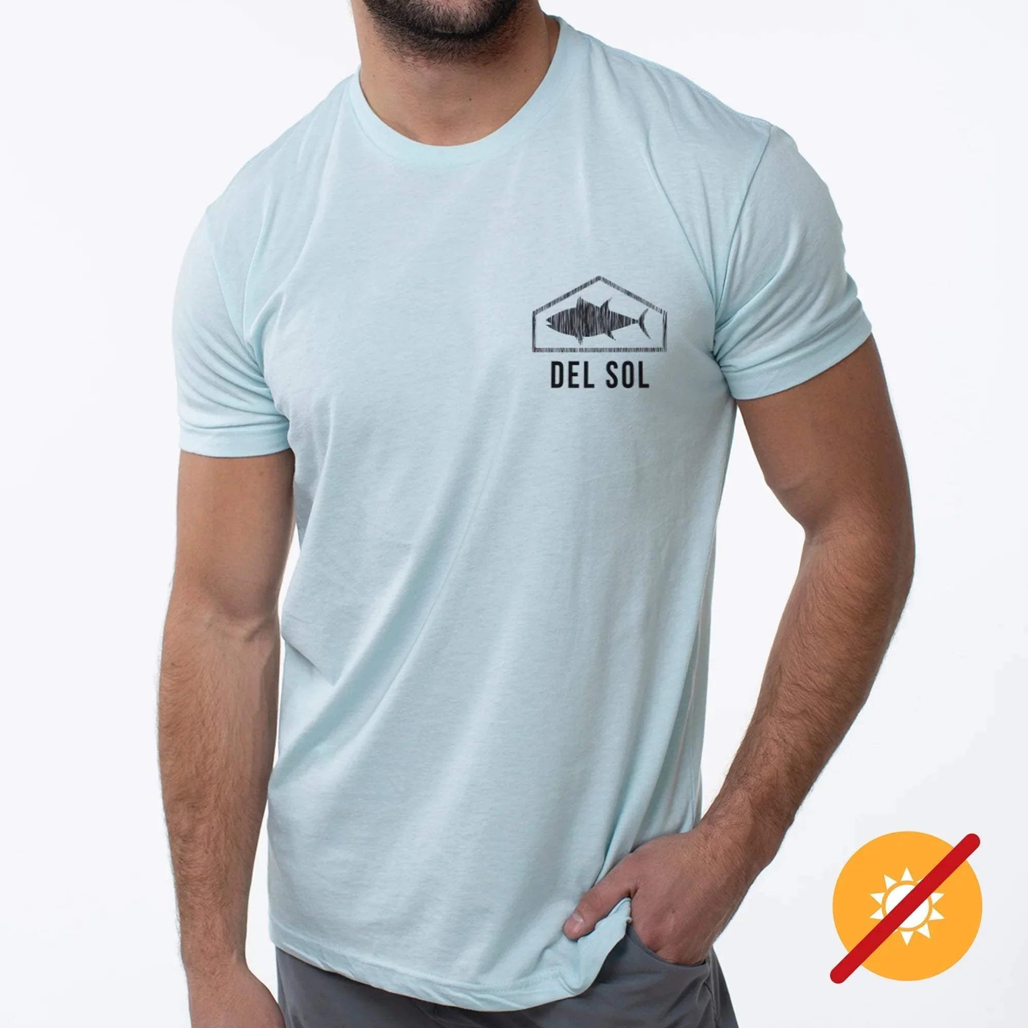 Men Classic Crew Tee - Big Fish-Ice Blue by DelSol for Men - 1 Pc T-Shirt (2XL)