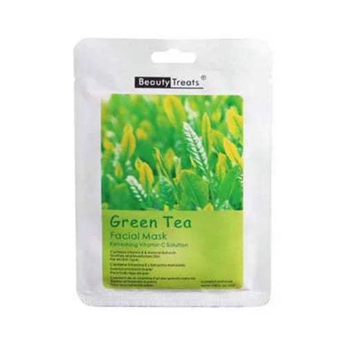 BEAUTY TREATS Facial Mask Refreshing Vitamin C Solution - Green Tea - Display Box 24 Pieces