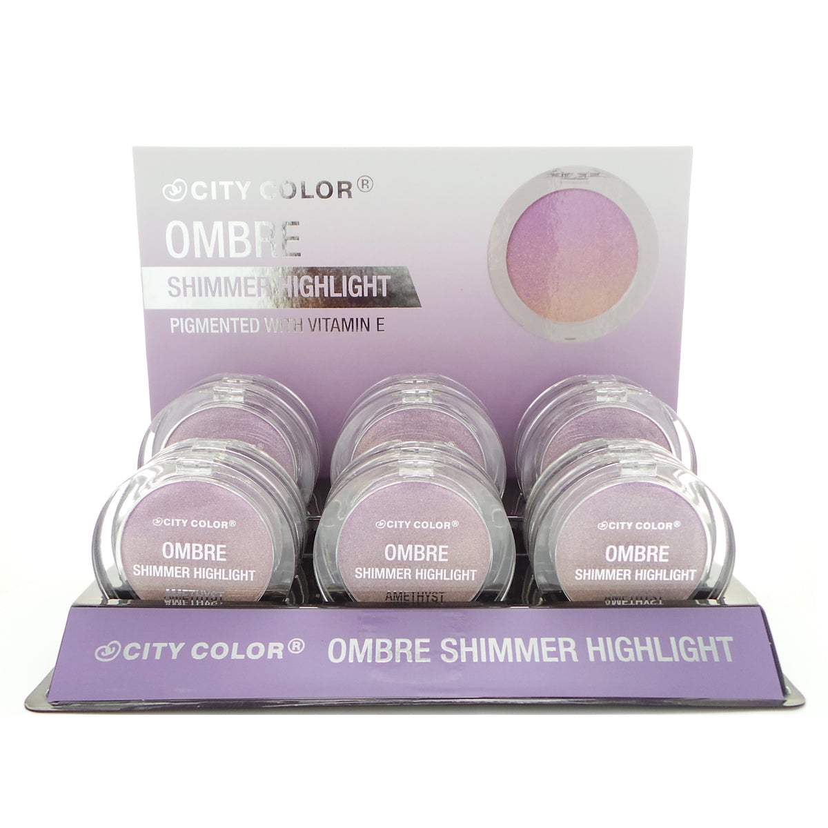 CITY COLOR Shimmer Ombre Highlight - Amethyst Display Set, 12 Pieces