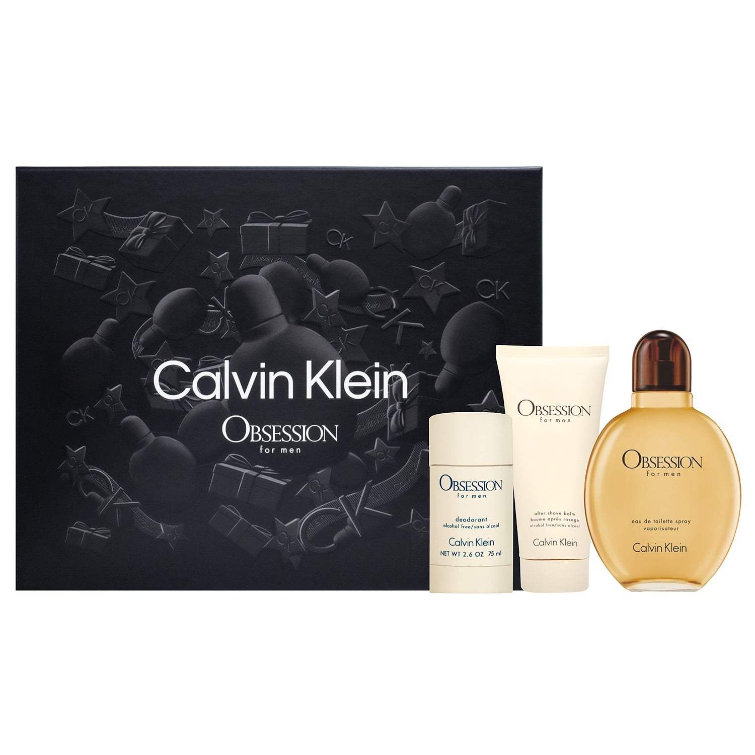 Obsession by Calvin Klein for Men - 3 Pc Gift Set 4oz EDT Spray, 2.6oz Deodorant Stick, 3.3oz After Shave Balm