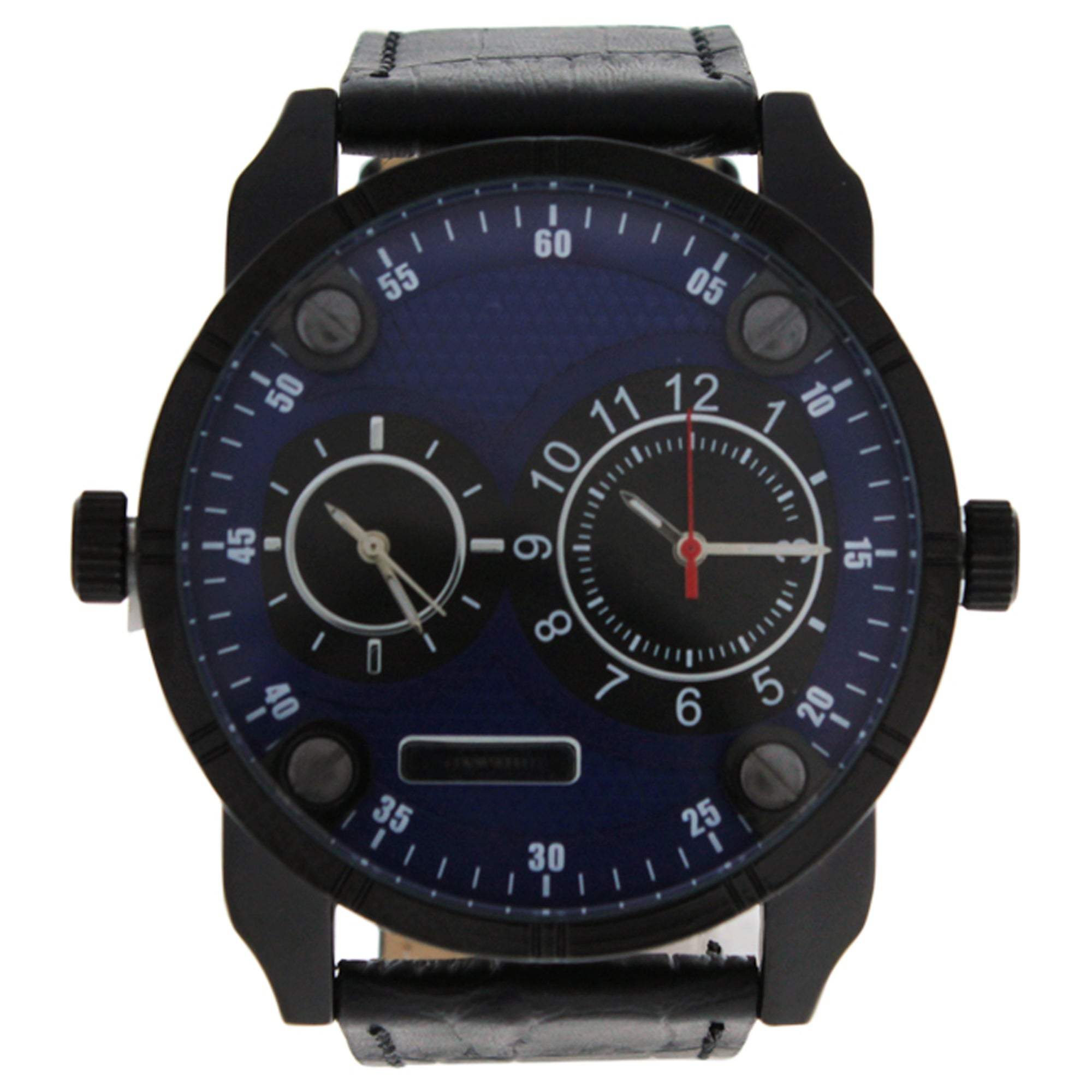 AG3736-14 Black/Black Leather Strap Watch by Louis Villiers for Men - 1 Pc Watch
