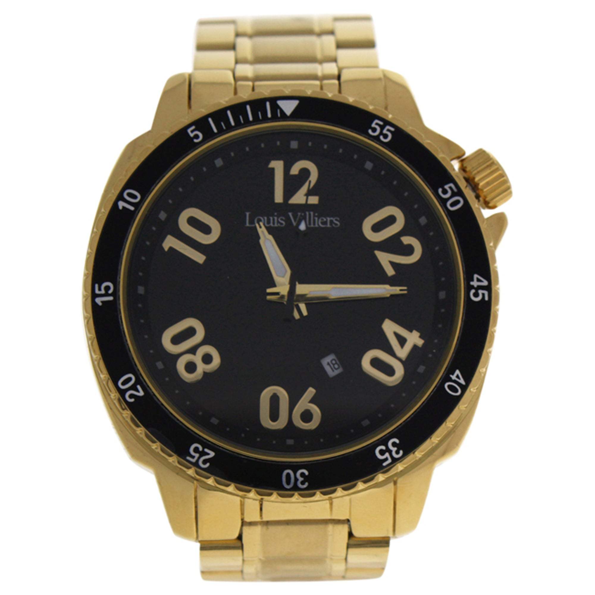 LV1055 Gold Stainless Steel Bracelet Watch by Louis Villiers for Men - 1 Pc Watch