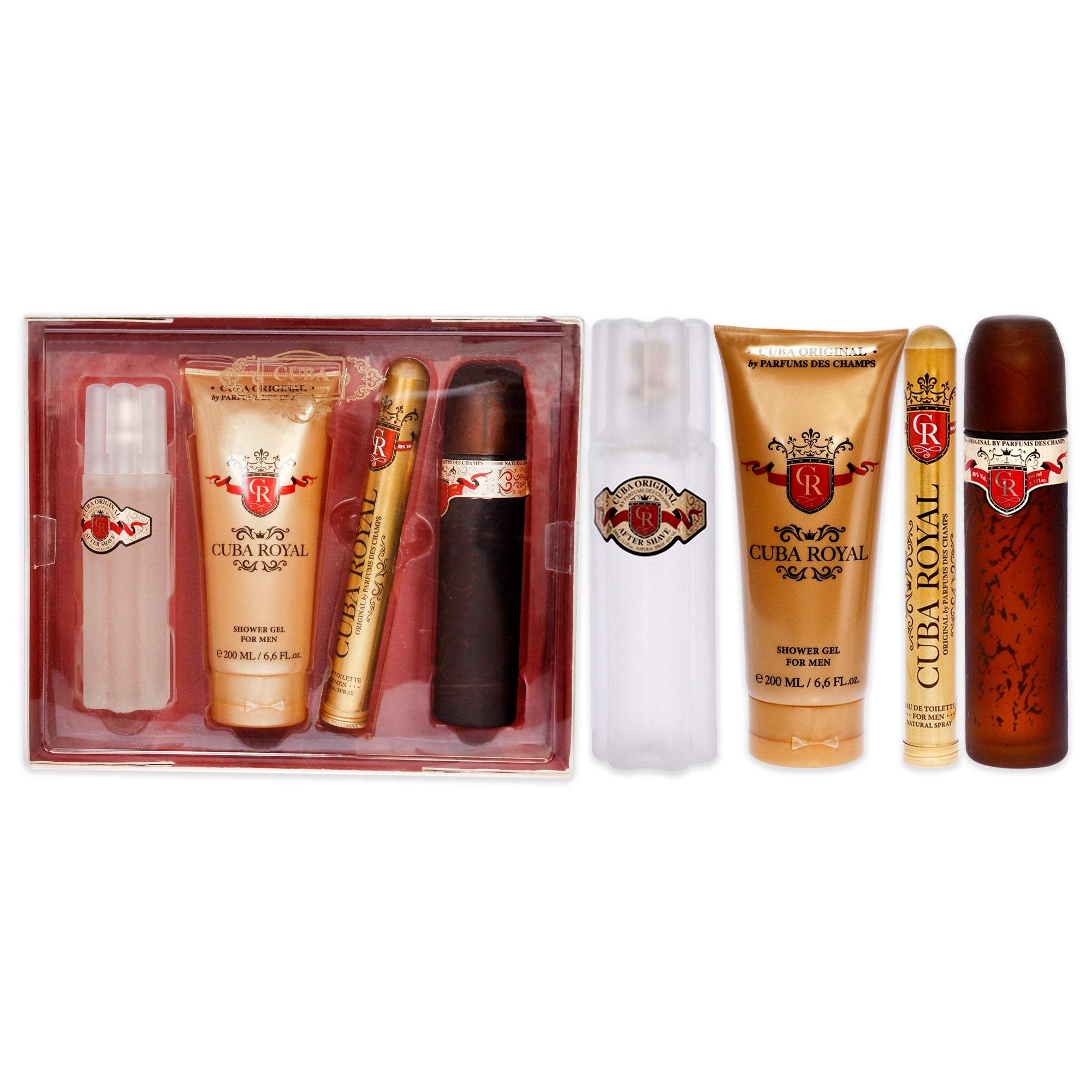 Cuba Royal by Cuba for Men - 4 Pc Gift Set 3.3oz EDT Spray, 1.17oz EDT Spray, 3.3oz After Shave, 6.7oz Shower Gel
