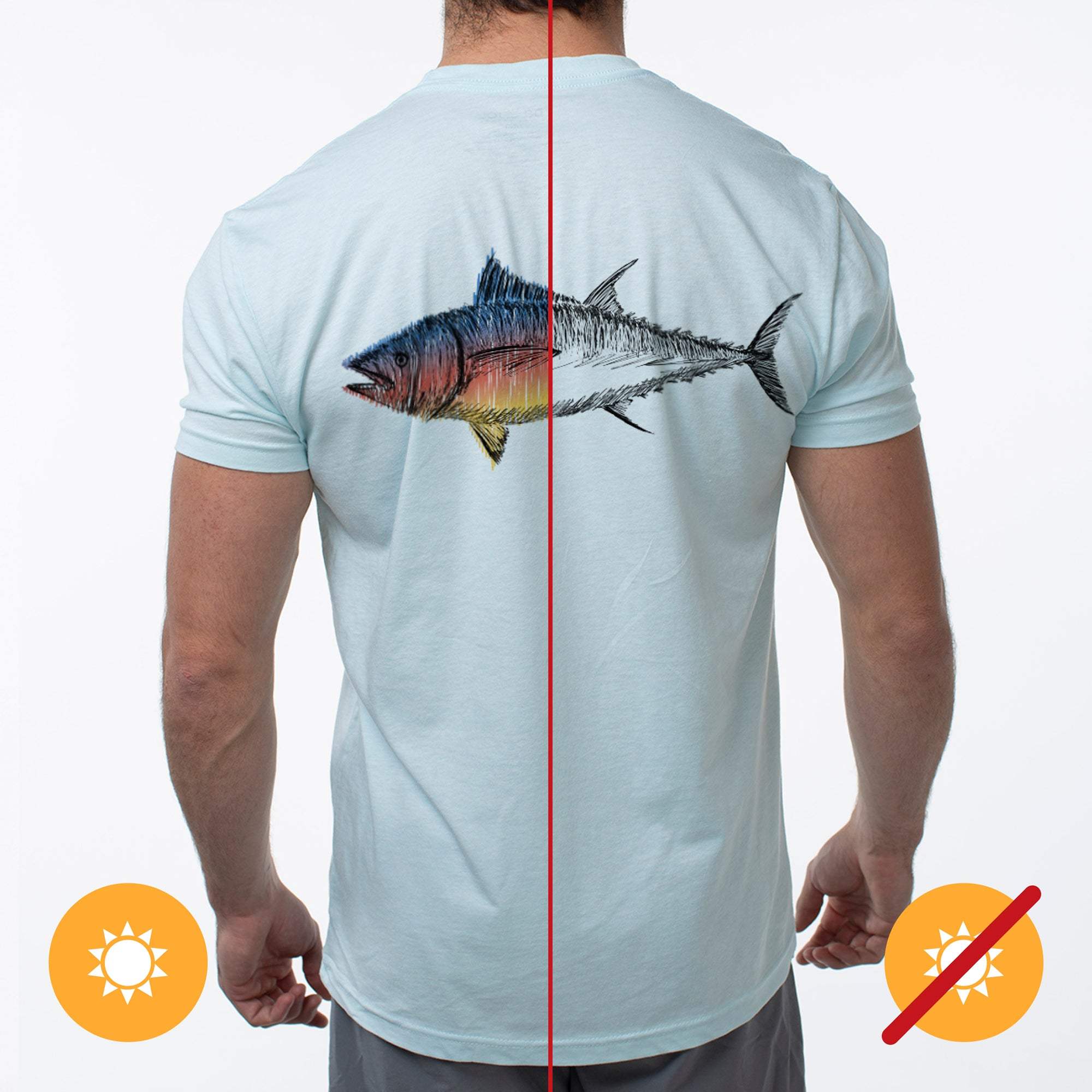 Men Classic Crew Tee - Big Fish-Ice Blue by DelSol for Men - 1 Pc T-Shirt (Large)