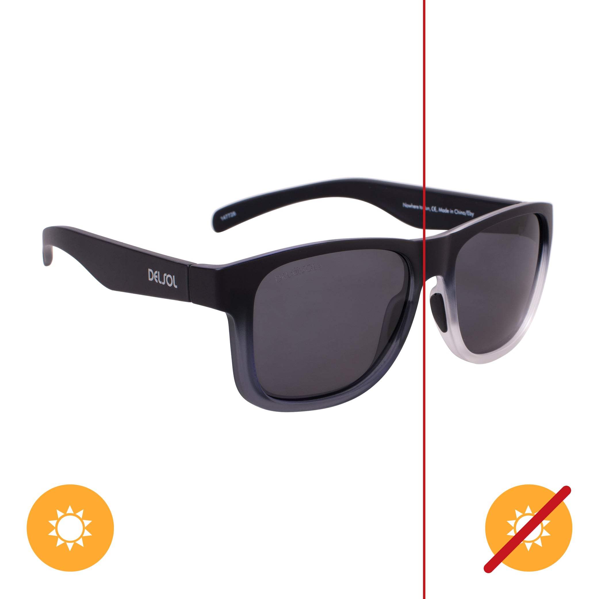 Solize Nowhere to Run - Black and Clear to Ebony by DelSol for Unisex - 1 Pc Sunglasses