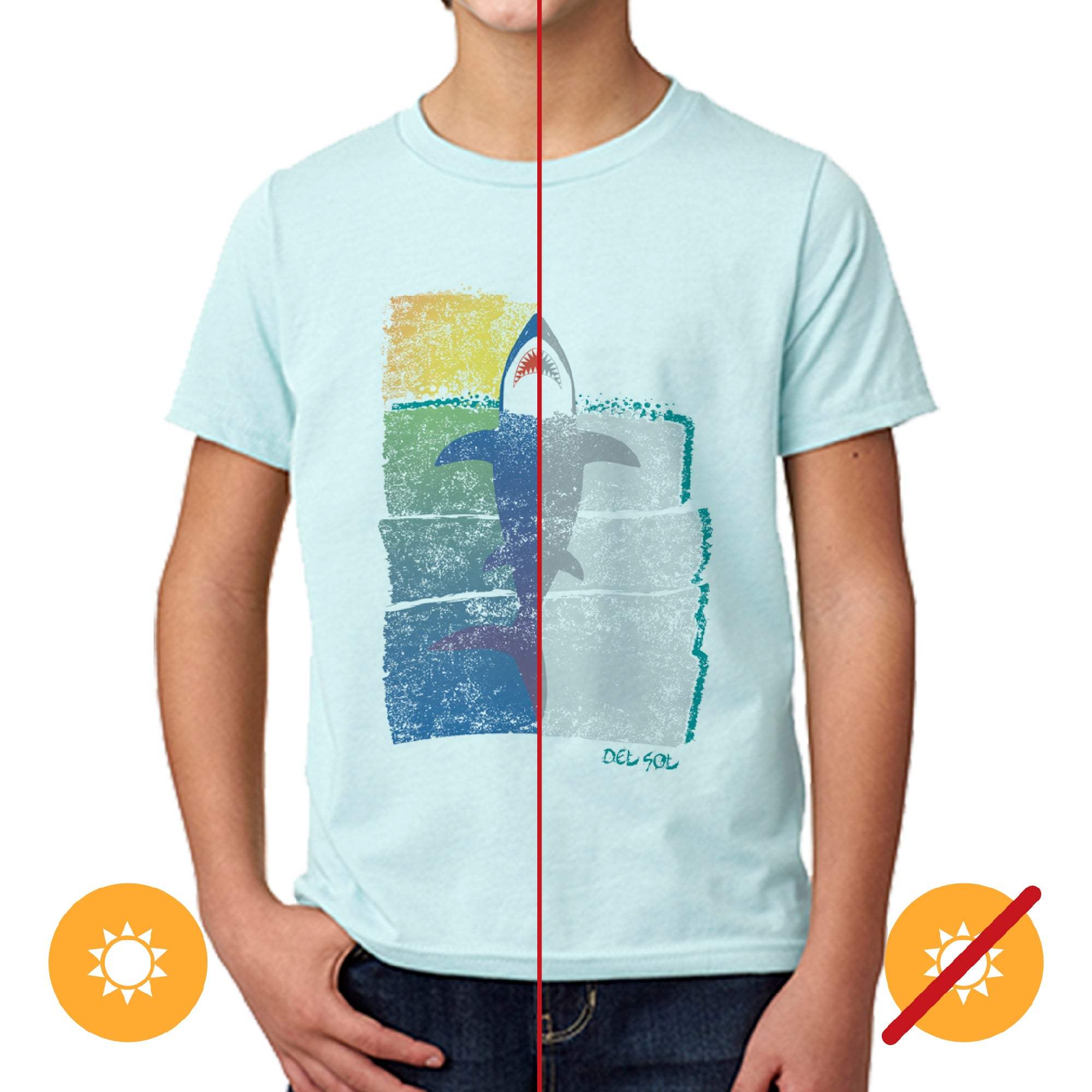 Kids Crew Tee - Rising Shark by DelSol for Kids - 1 Pc T-Shirt (YXS)