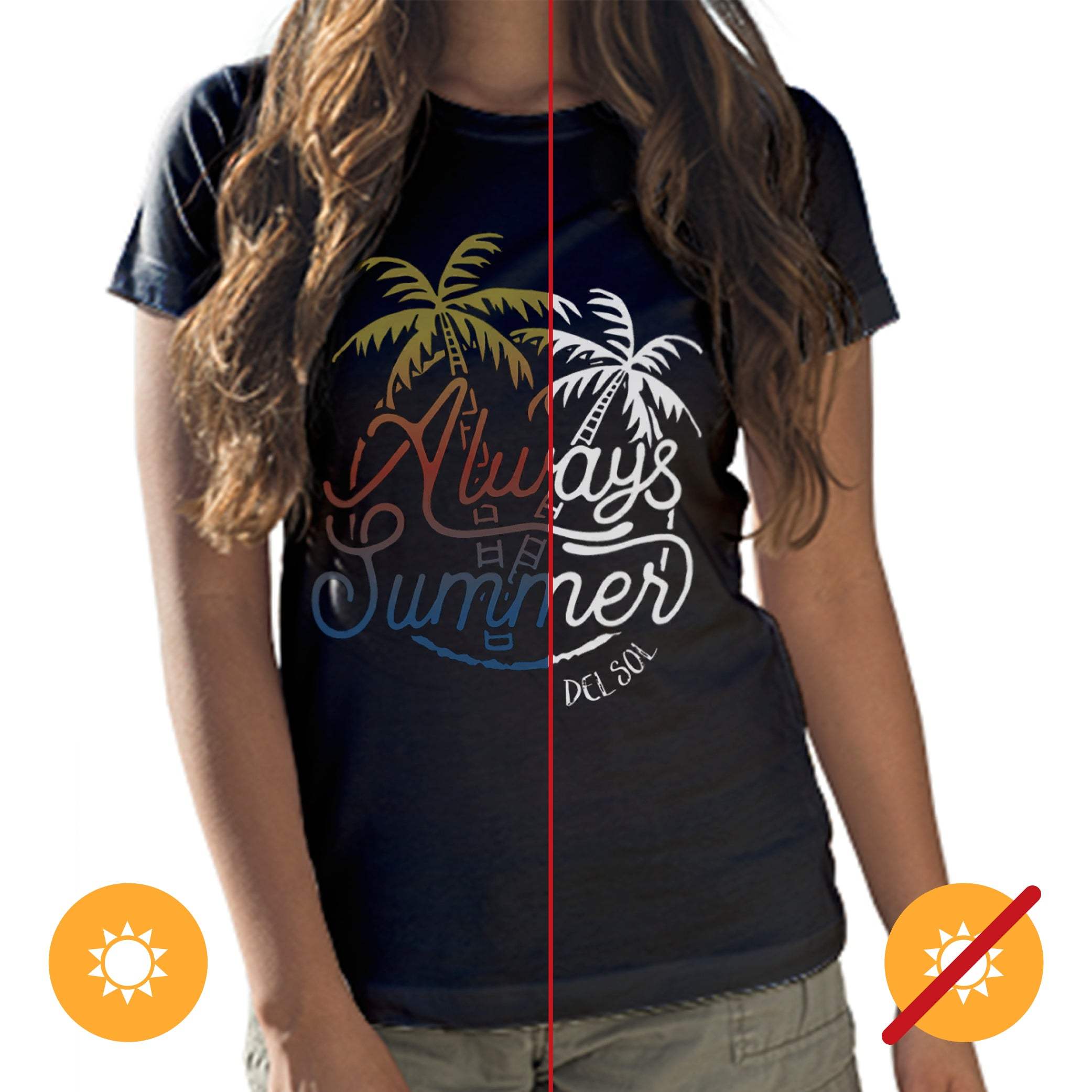 Women Crew Tee - Always Palms - Black by DelSol for Women - 1 Pc T-Shirt (Small)