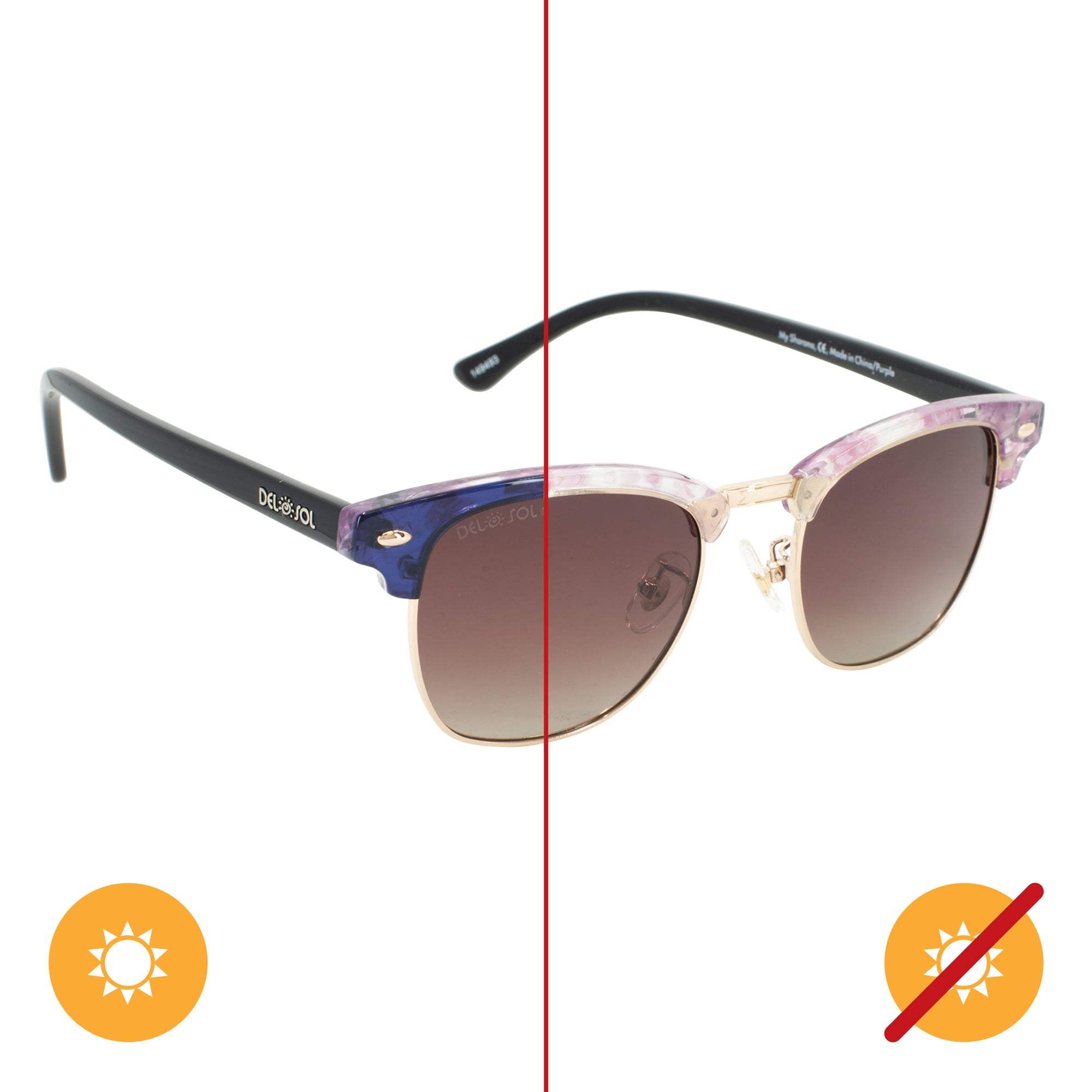 Solize My Sharona - Clear to Purple by DelSol for Women - 1 Pc Sunglasses