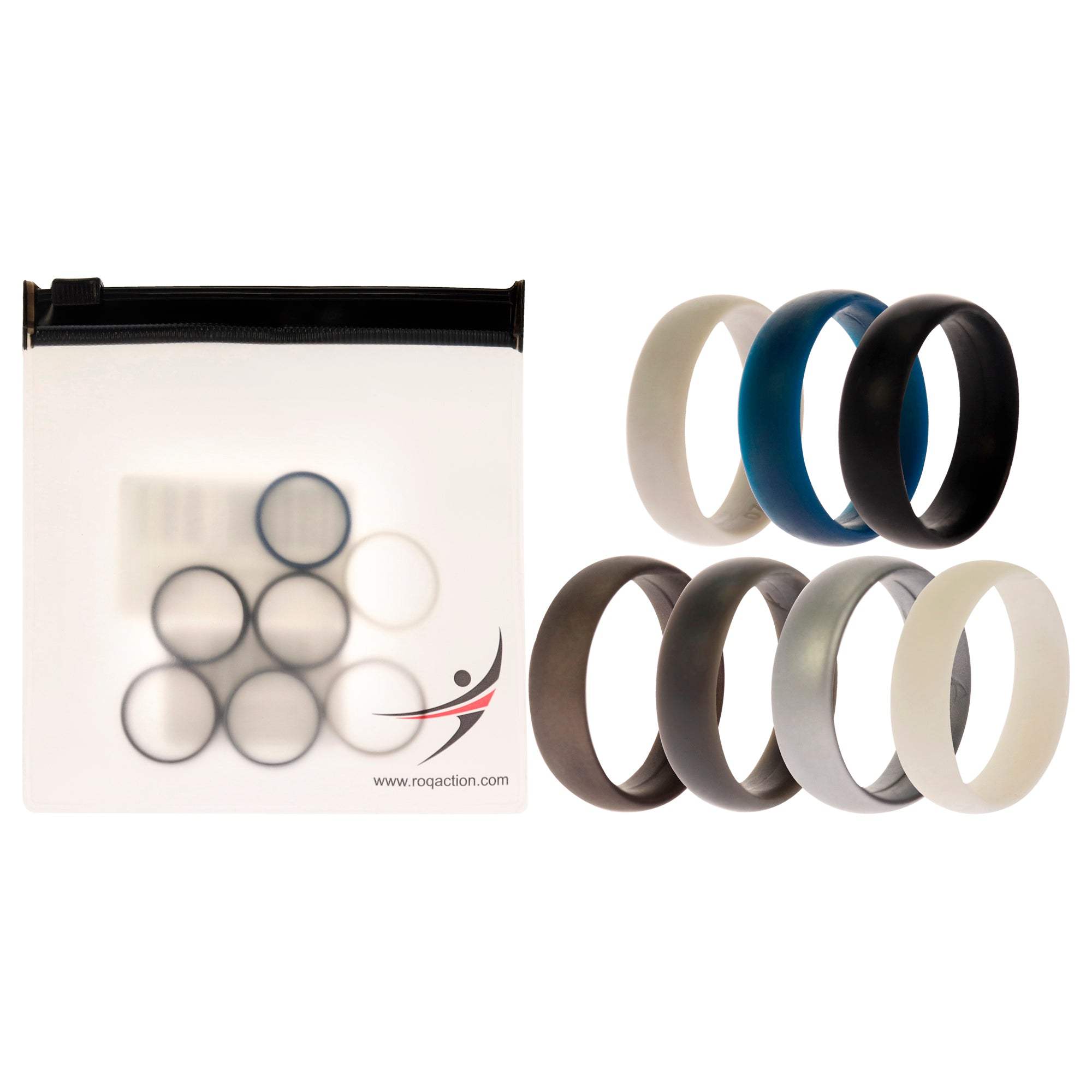 Silicone Wedding 6mm Smooth Solid Ring Set by ROQ for Men - 7 x 7 mm Ring