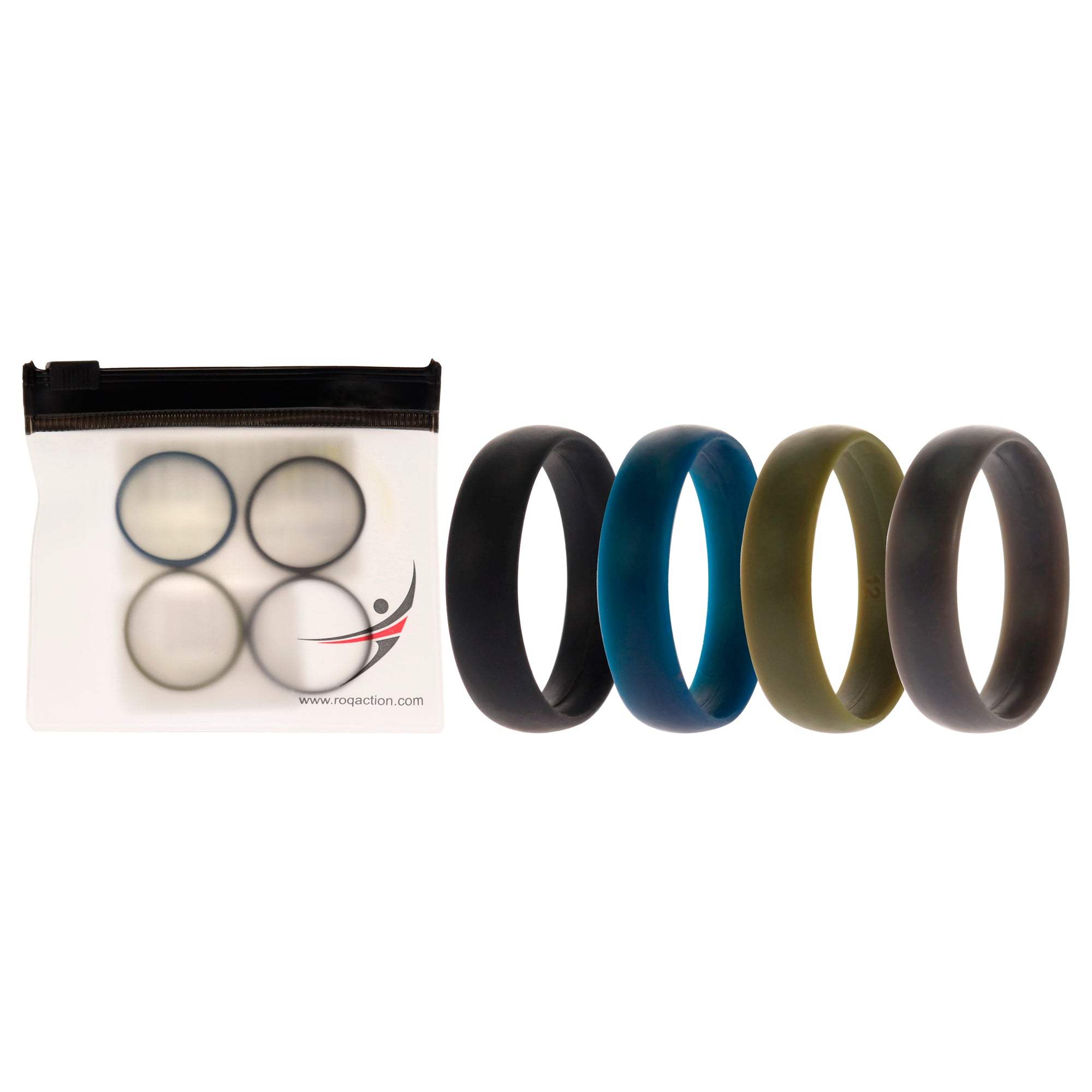 Silicone Wedding 6mm Smooth Ring Solid Set by ROQ for Men - 4 x 12 mm Ring