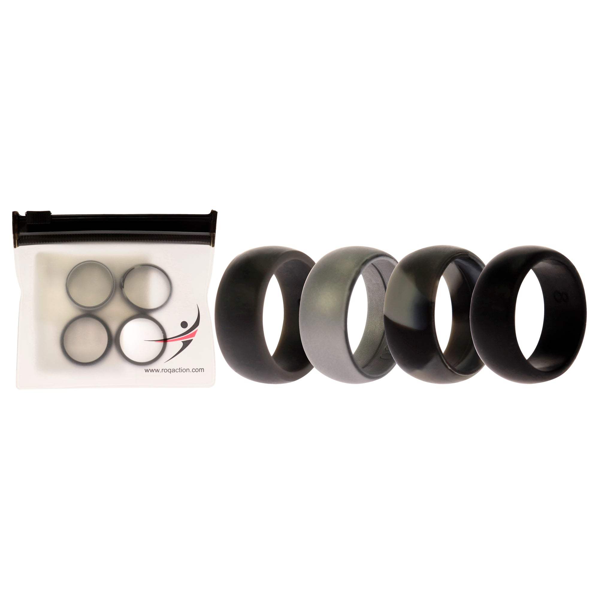 Silicone Wedding Ring - Black-Camo by ROQ for Men - 4 x 8 mm Ring