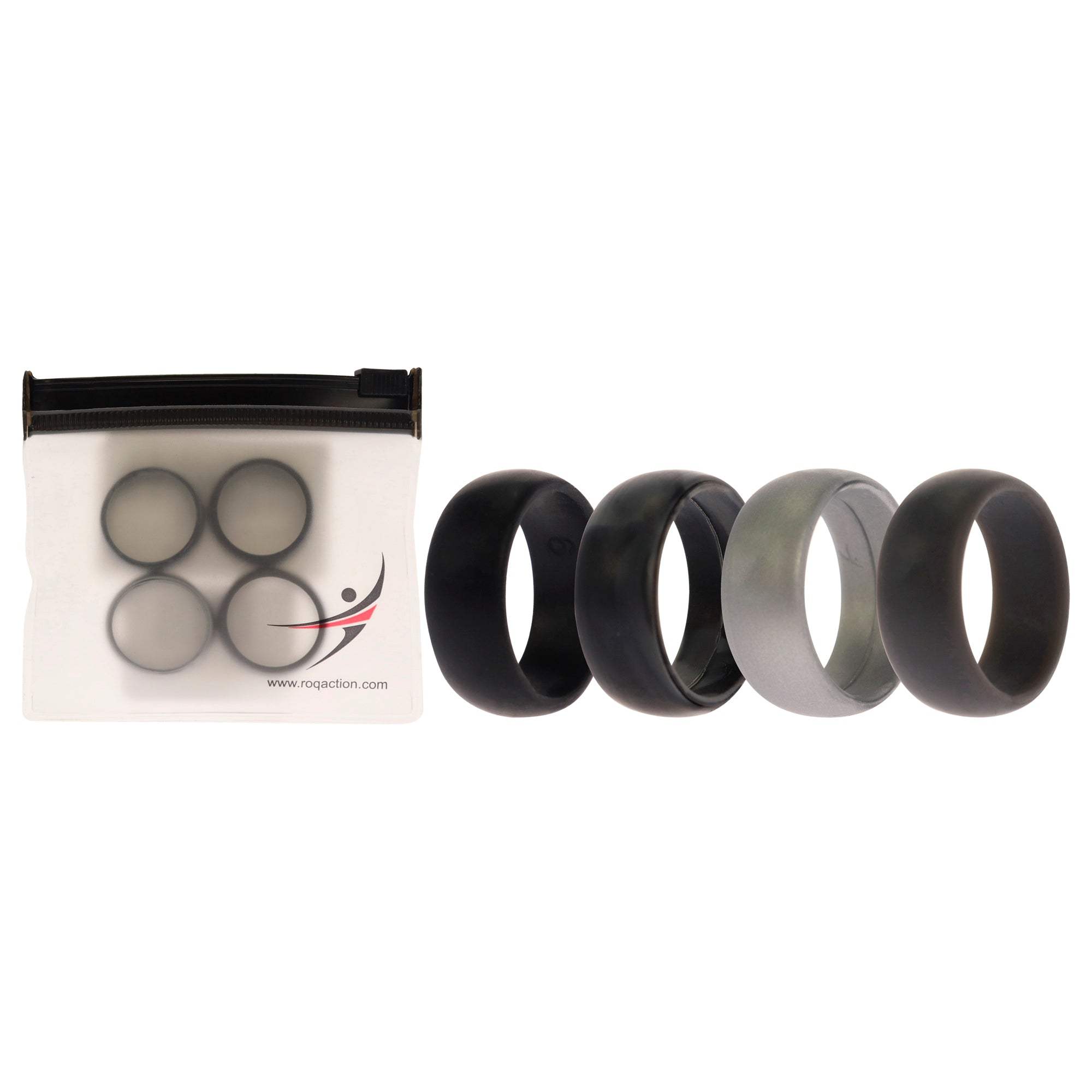 Silicone Wedding Ring - Black-Camo by ROQ for Men - 4 x 9 mm Ring