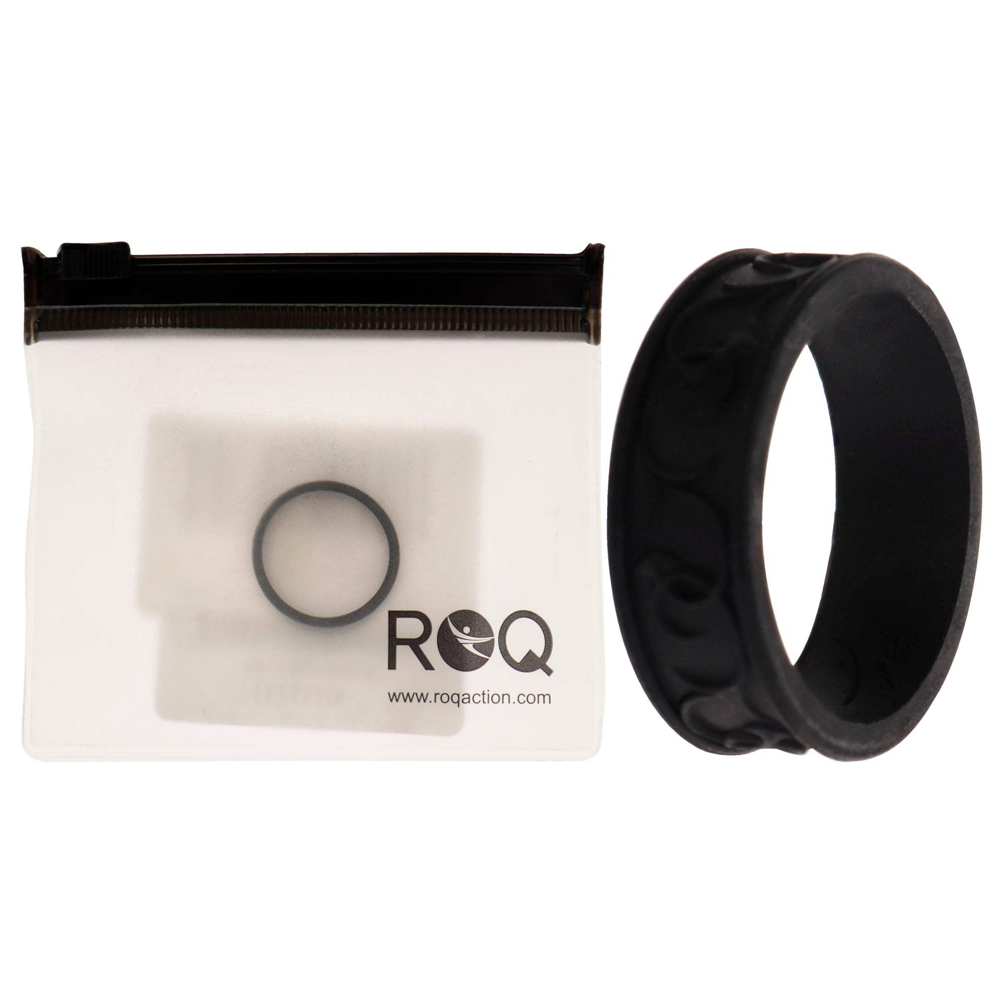 Silicone Wedding Flower Ring - Black by ROQ for Women - 8 mm Ring