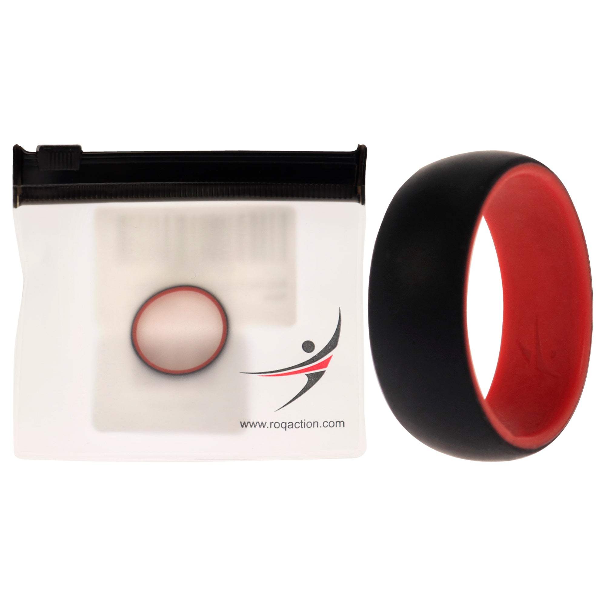 Silicone Wedding 2Layer Dome Ring - Red-Black by ROQ for Men - 10 mm Ring