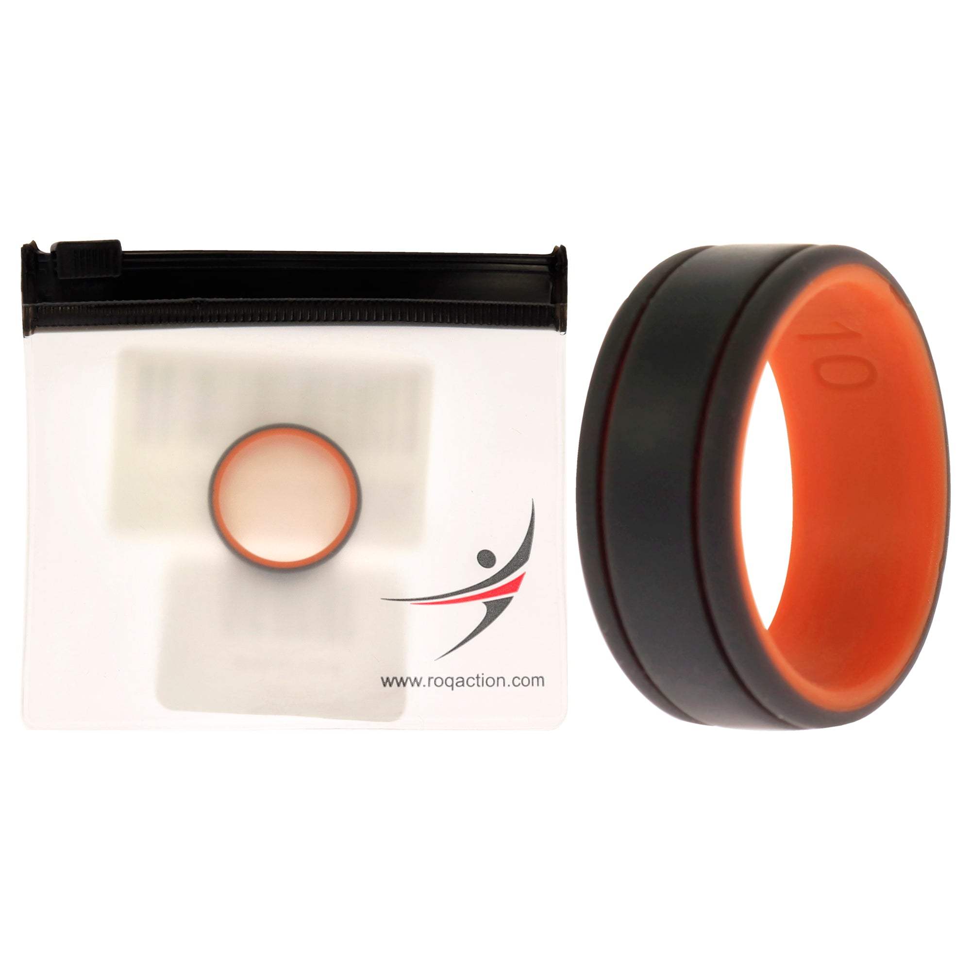 Silicone Wedding 2Layer Lines Ring - Orang-Grey by ROQ for Men - 10 mm Ring