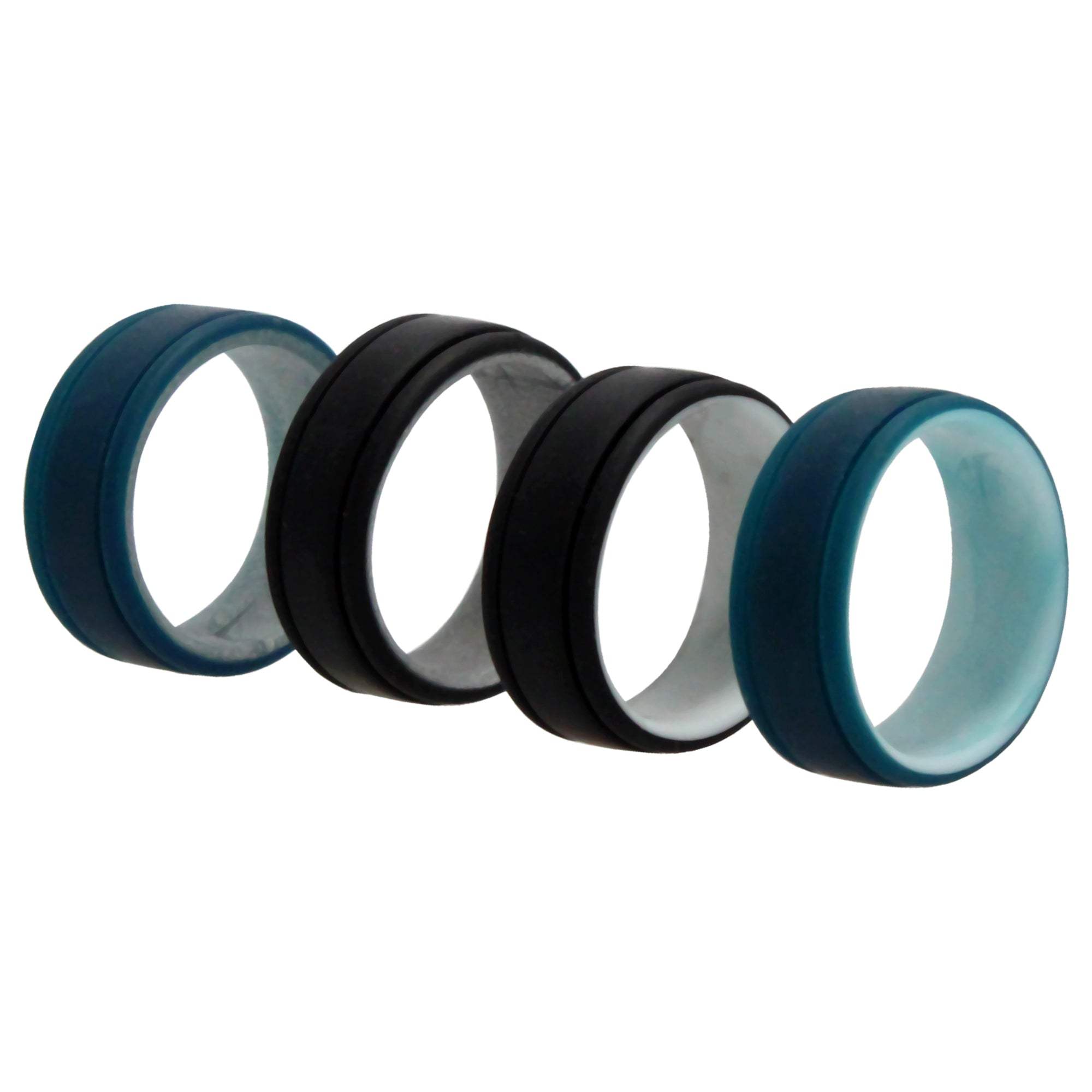 Silicone Wedding 2Layer Lines Ring Set - Marble by ROQ for Men - 4 x 11 mm Ring