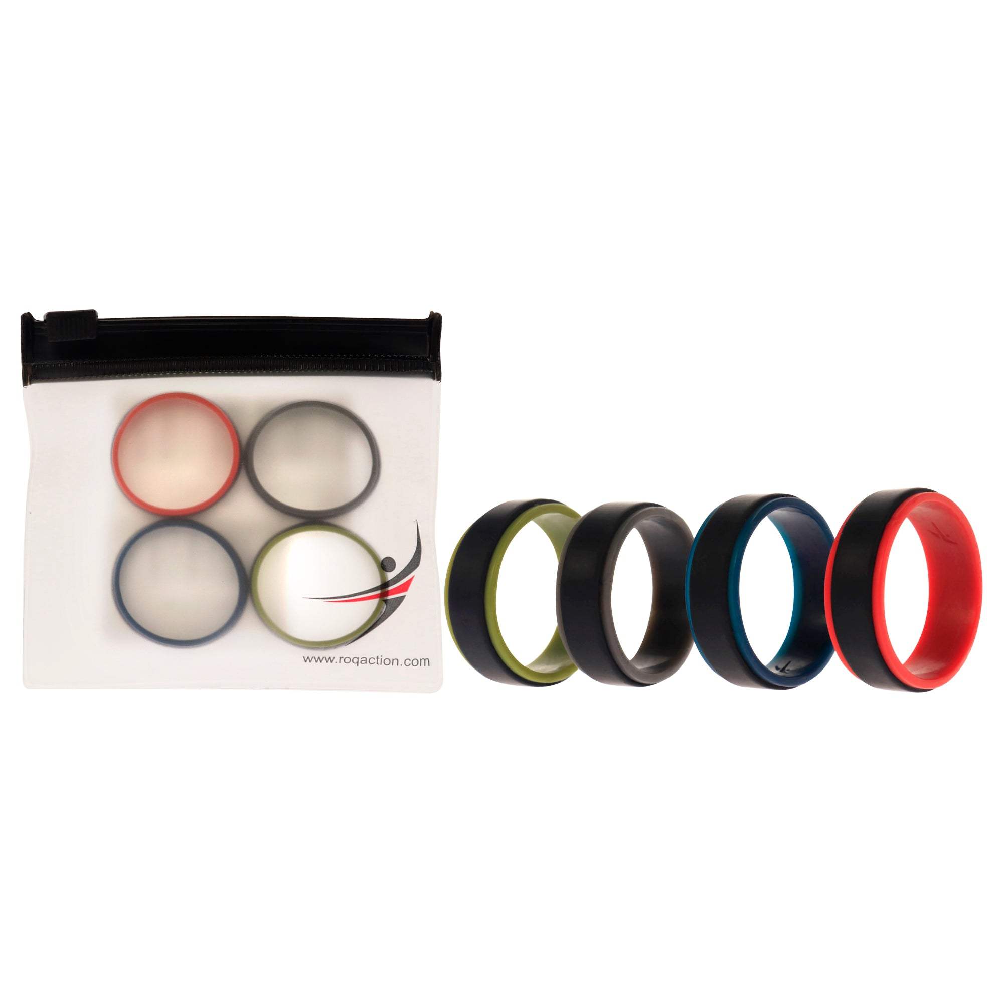 Silicone Wedding 2Layer Step Ring Set - Black by ROQ for Men - 4 x 13 mm Ring