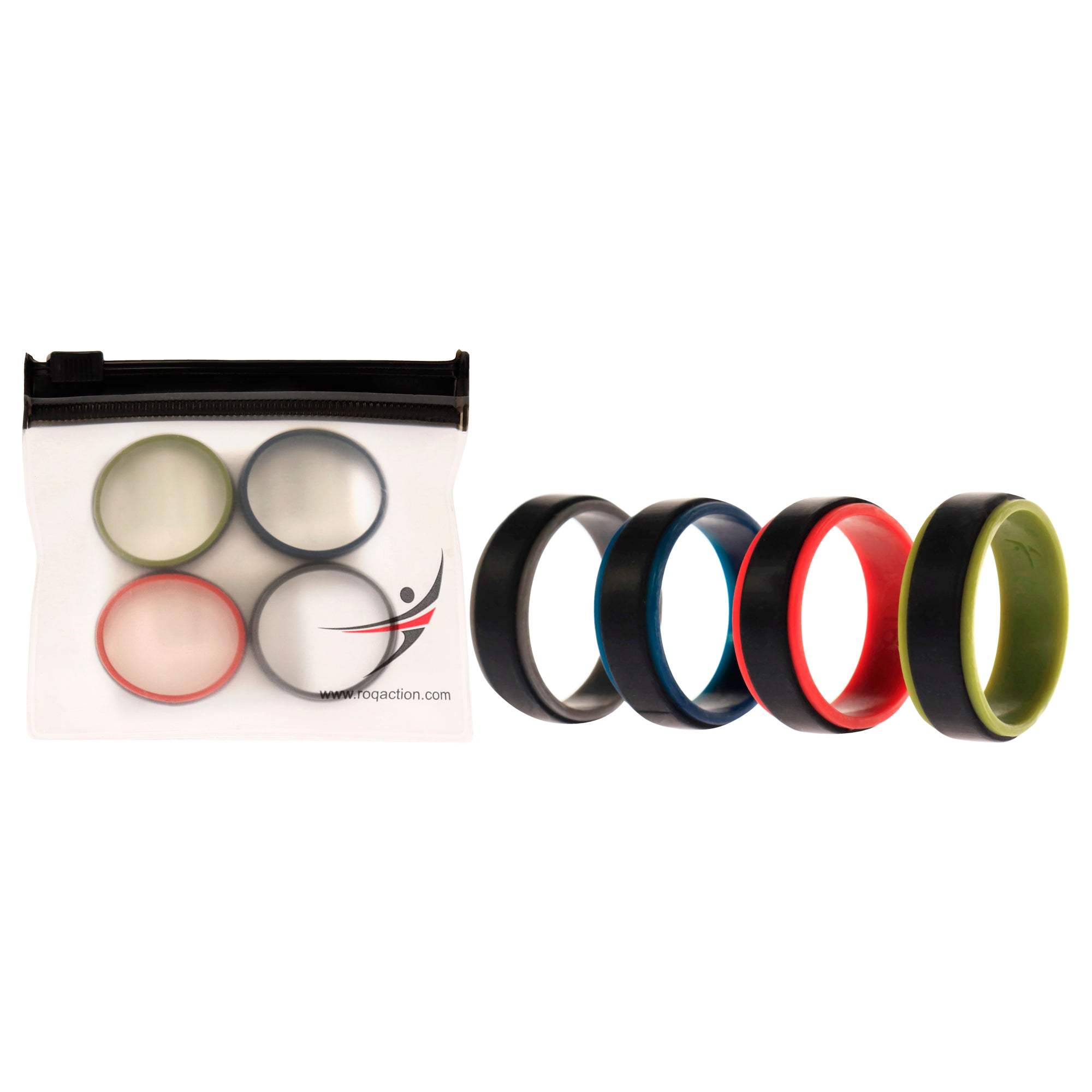 Silicone Wedding 2Layer Step Ring Set - Black by ROQ for Men - 4 x 16 mm Ring