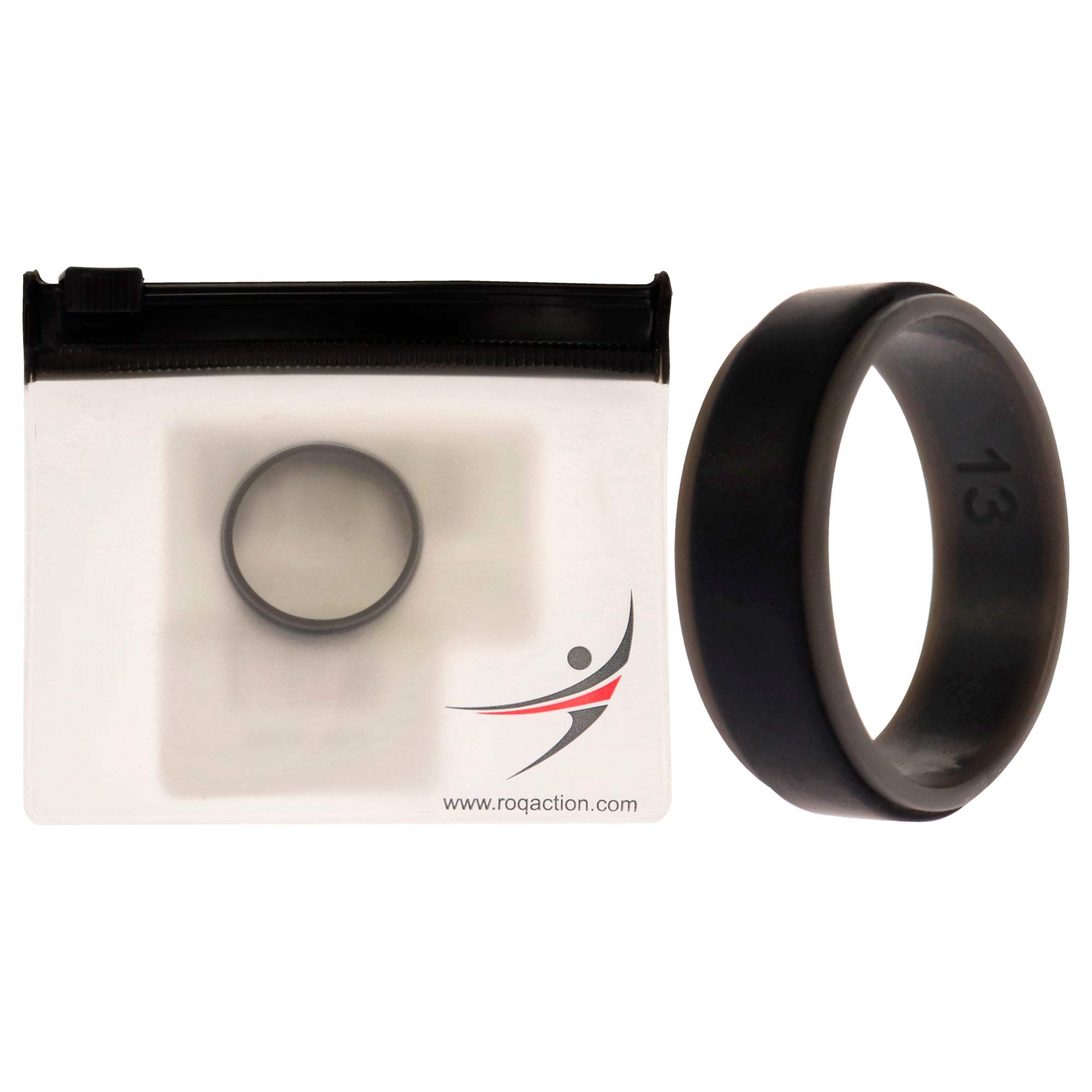 Silicone Wedding 2Layer Step Ring - Grey-Black by ROQ for Men - 13 mm Ring