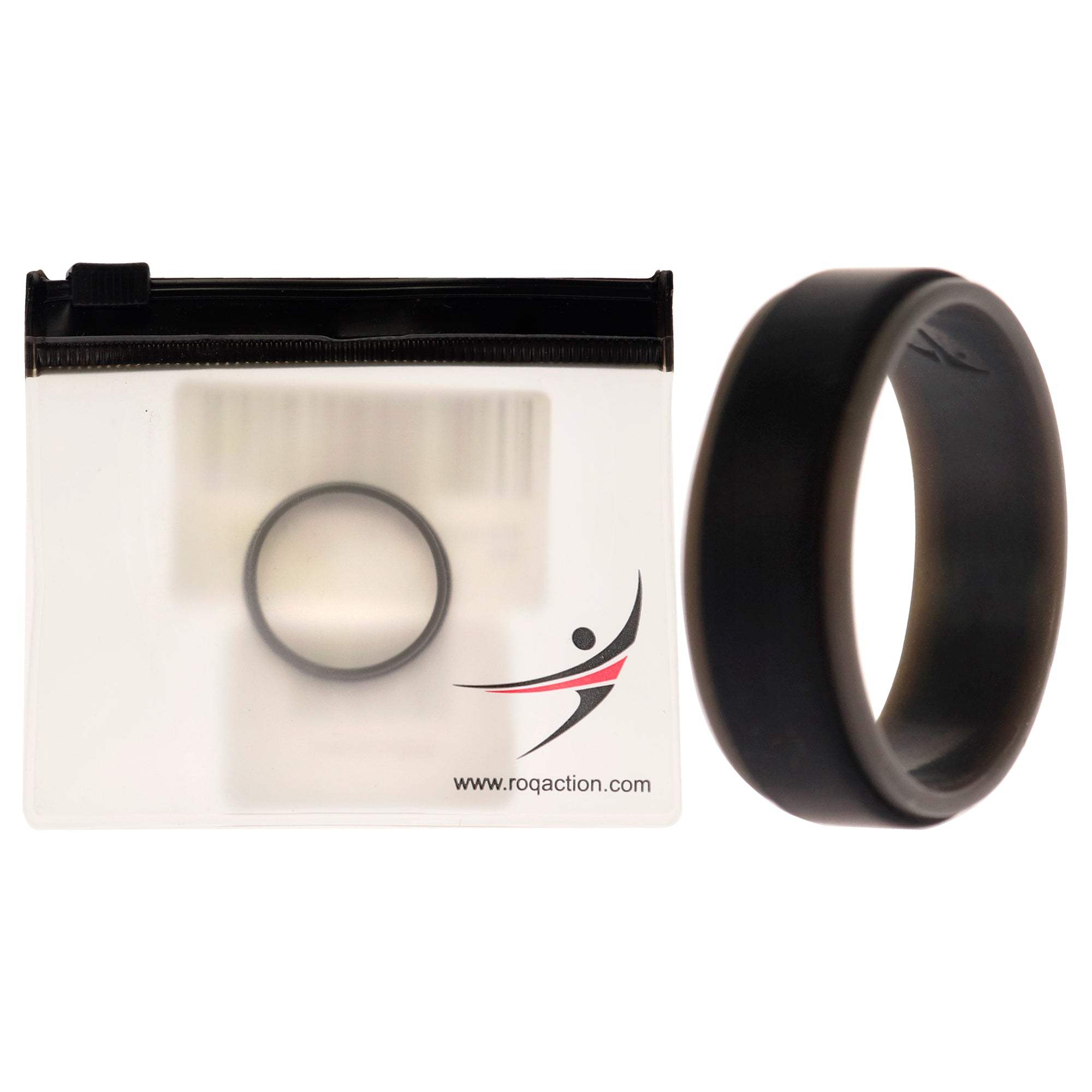 Silicone Wedding 2Layer Step Ring - Grey-Black by ROQ for Men - 14 mm Ring