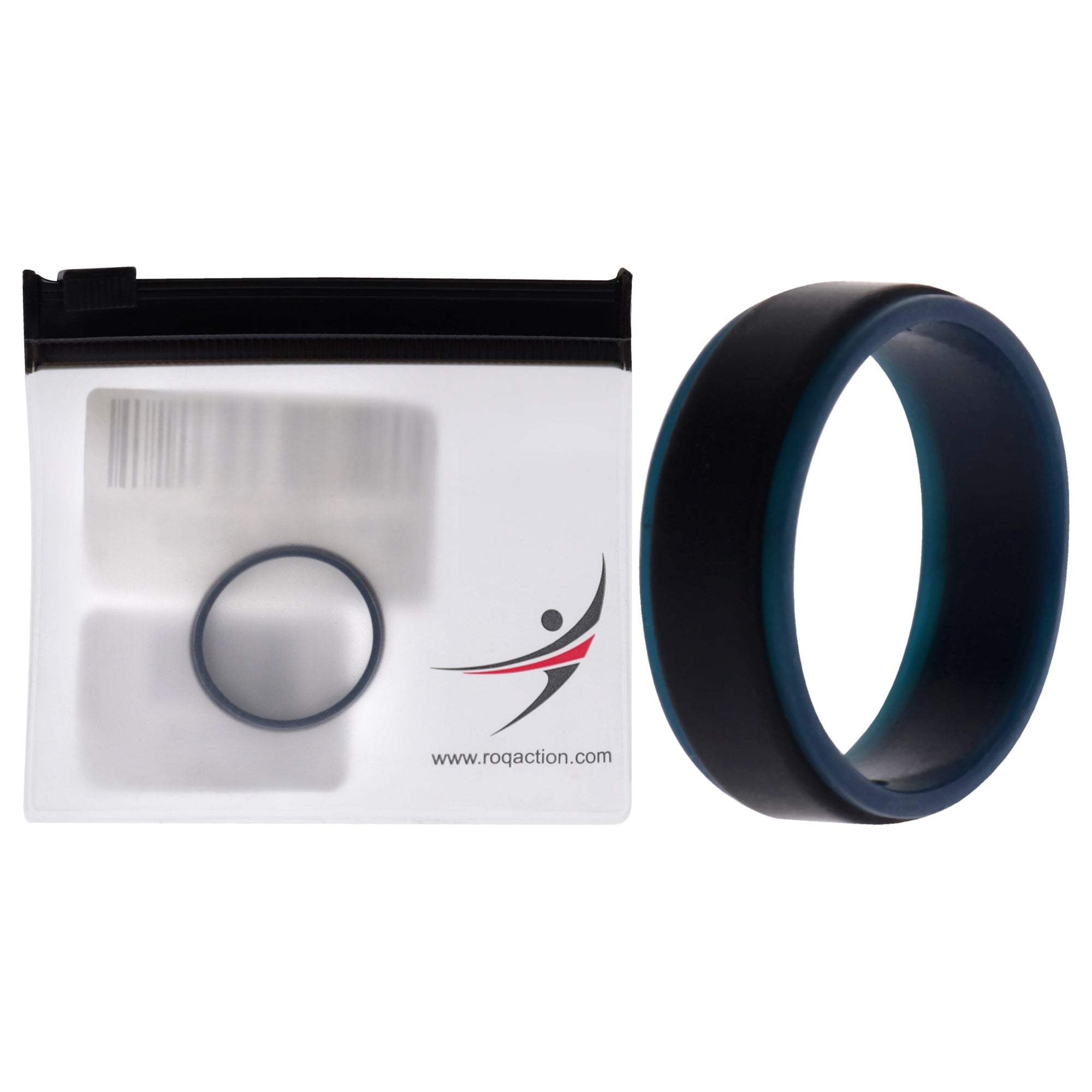 Silicone Wedding 2Layer Step Ring - Blue-Black by ROQ for Men - 13 mm Ring