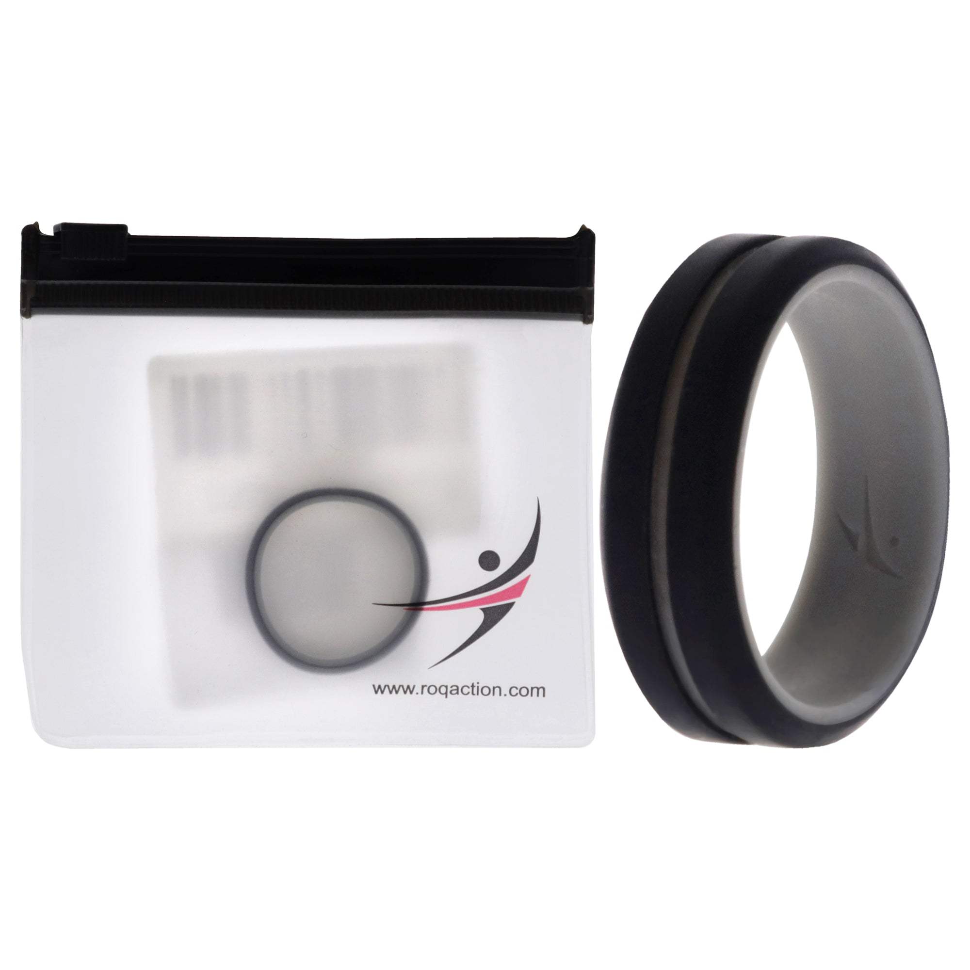 Silicone Wedding 2Layer Middle Line Ring - Grey-Black by ROQ for Men - 14 mm Ring