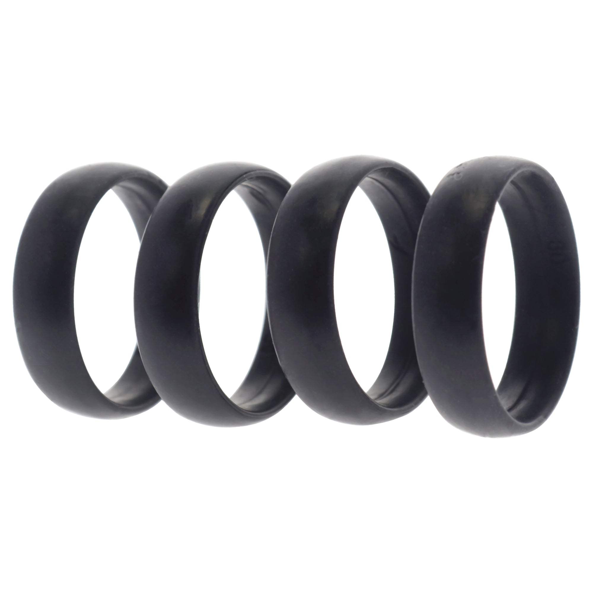 Silicone Wedding 6mm Smooth Ring Set - 4 Black by ROQ for Men - 4 x 9 mm Ring