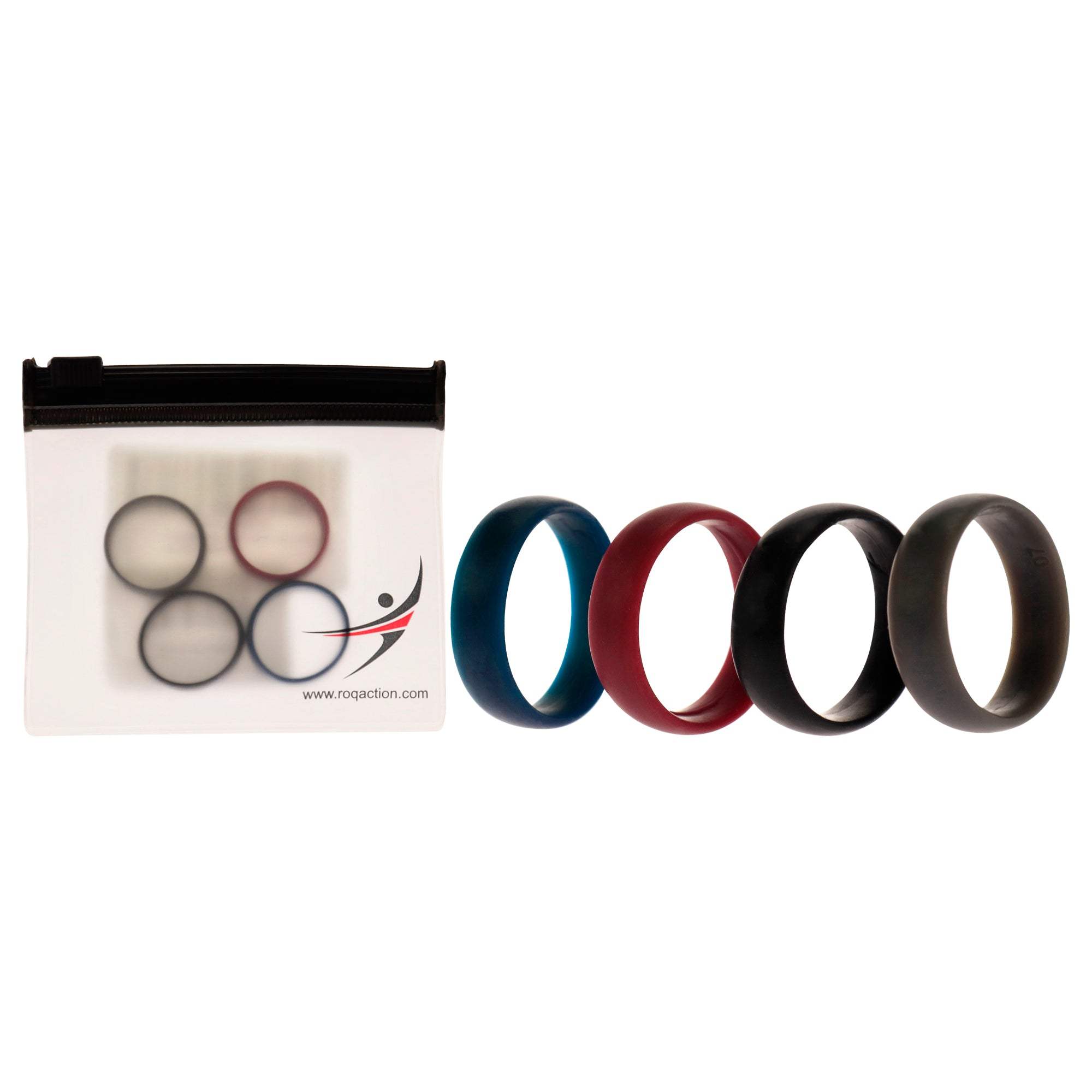 Silicone Wedding 6mm Smooth Ring Set - Bordeaux by ROQ for Men - 4 x 7 mm Ring