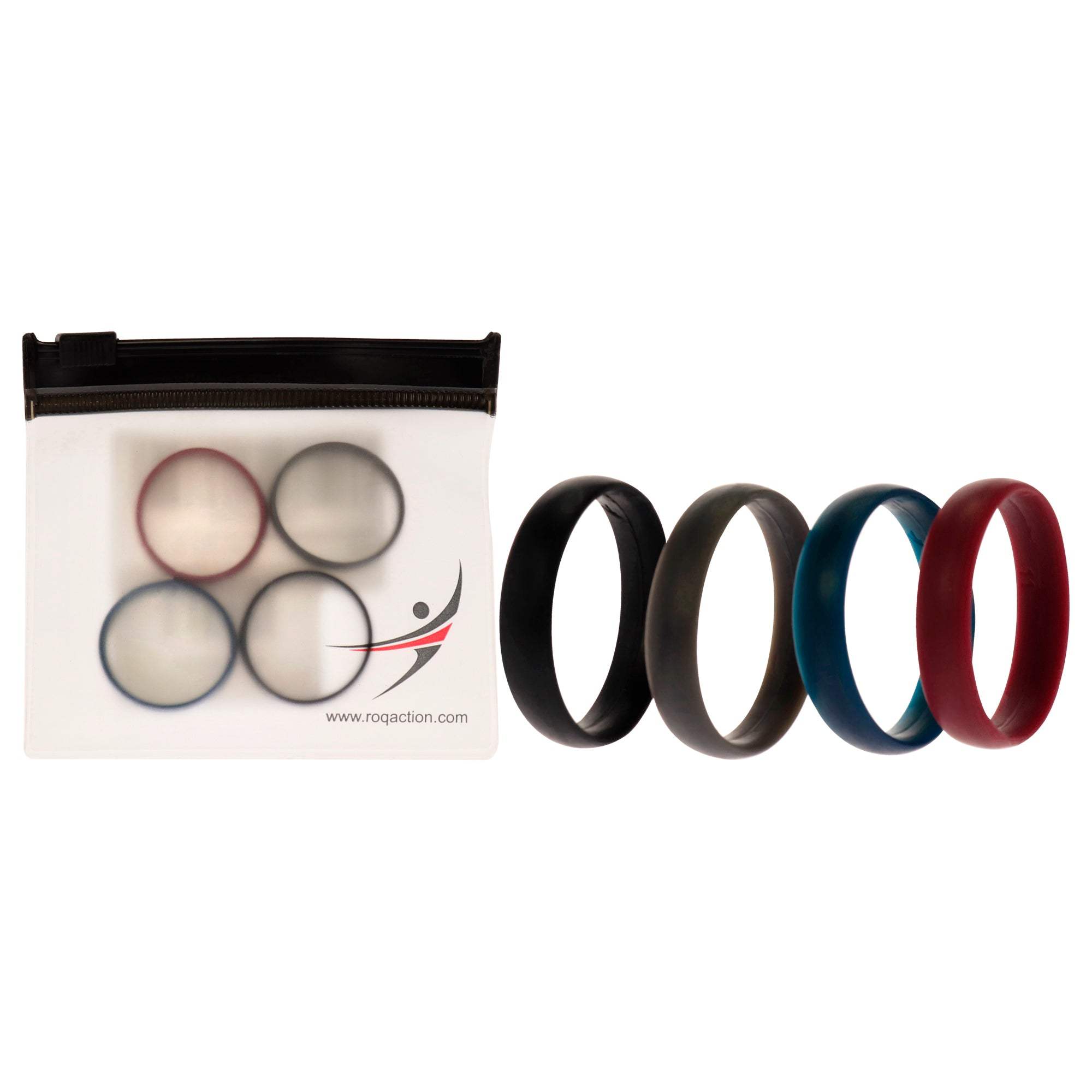 Silicone Wedding 6mm Smooth Ring Set - Bordeaux by ROQ for Men - 4 x 11 mm Ring